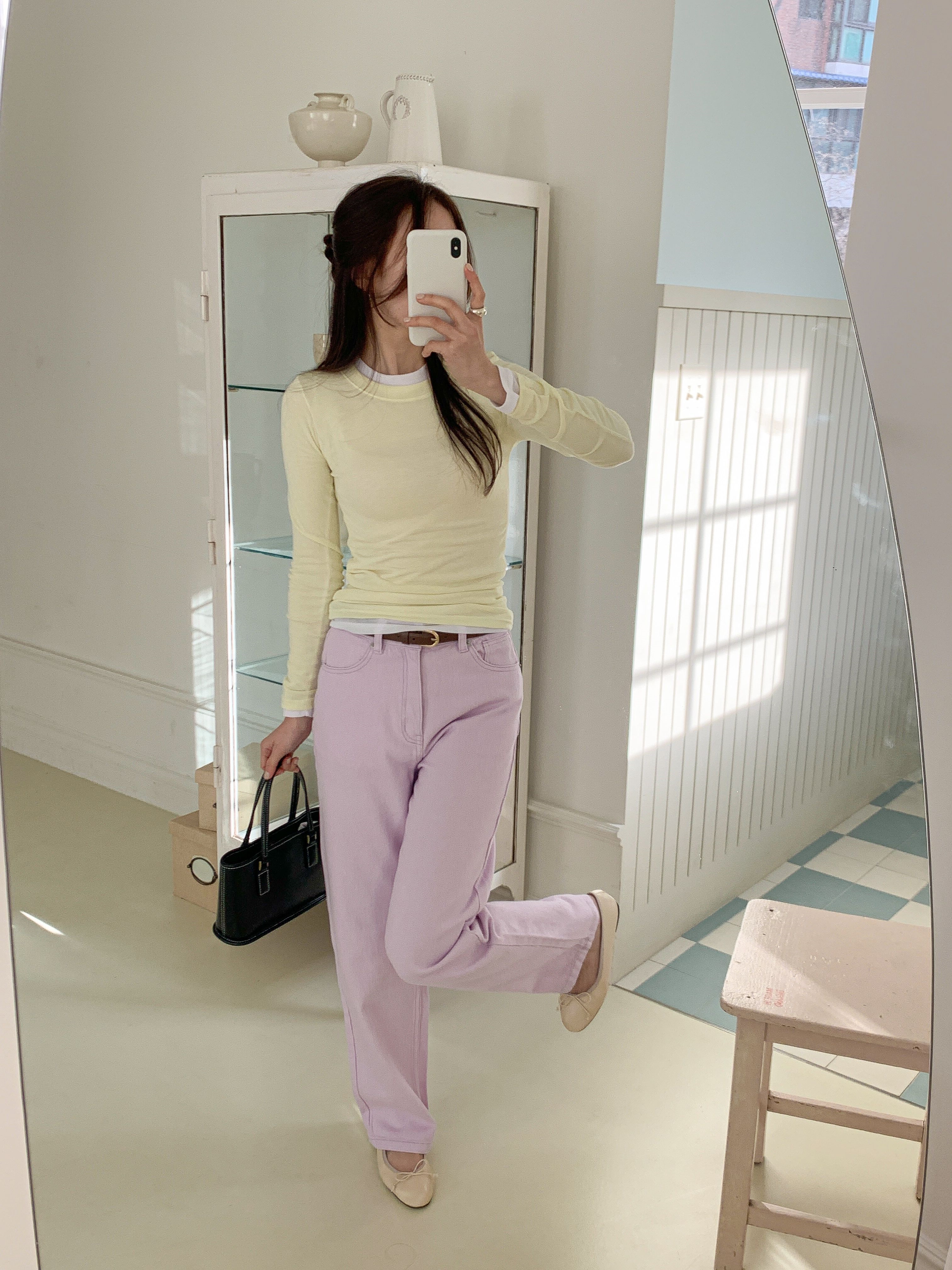 ラウンドネックスリム長袖無地Tシャツ | 詳細画像19