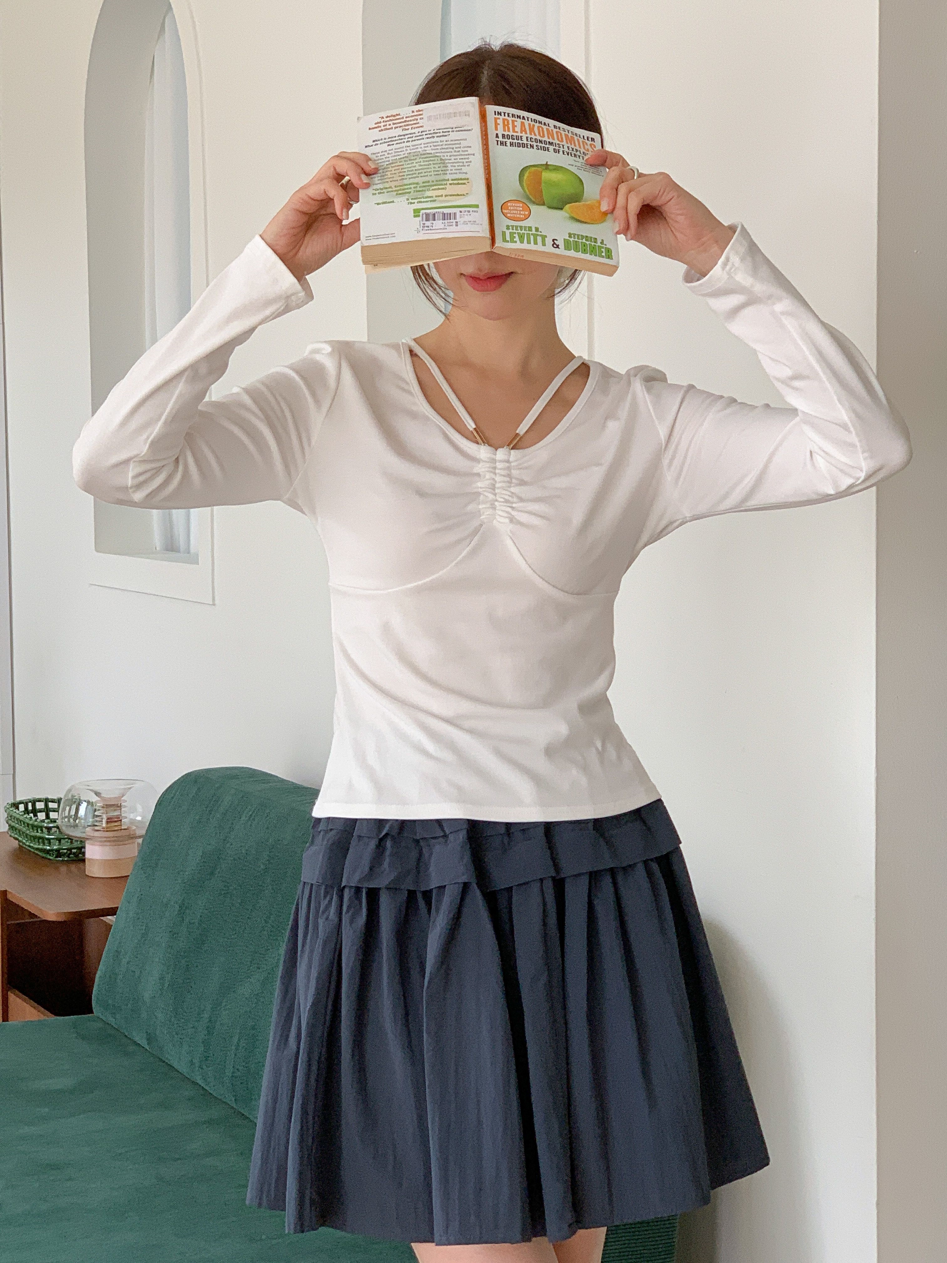 ラウンドネックシャーリング長袖無地Tシャツ | 詳細画像2