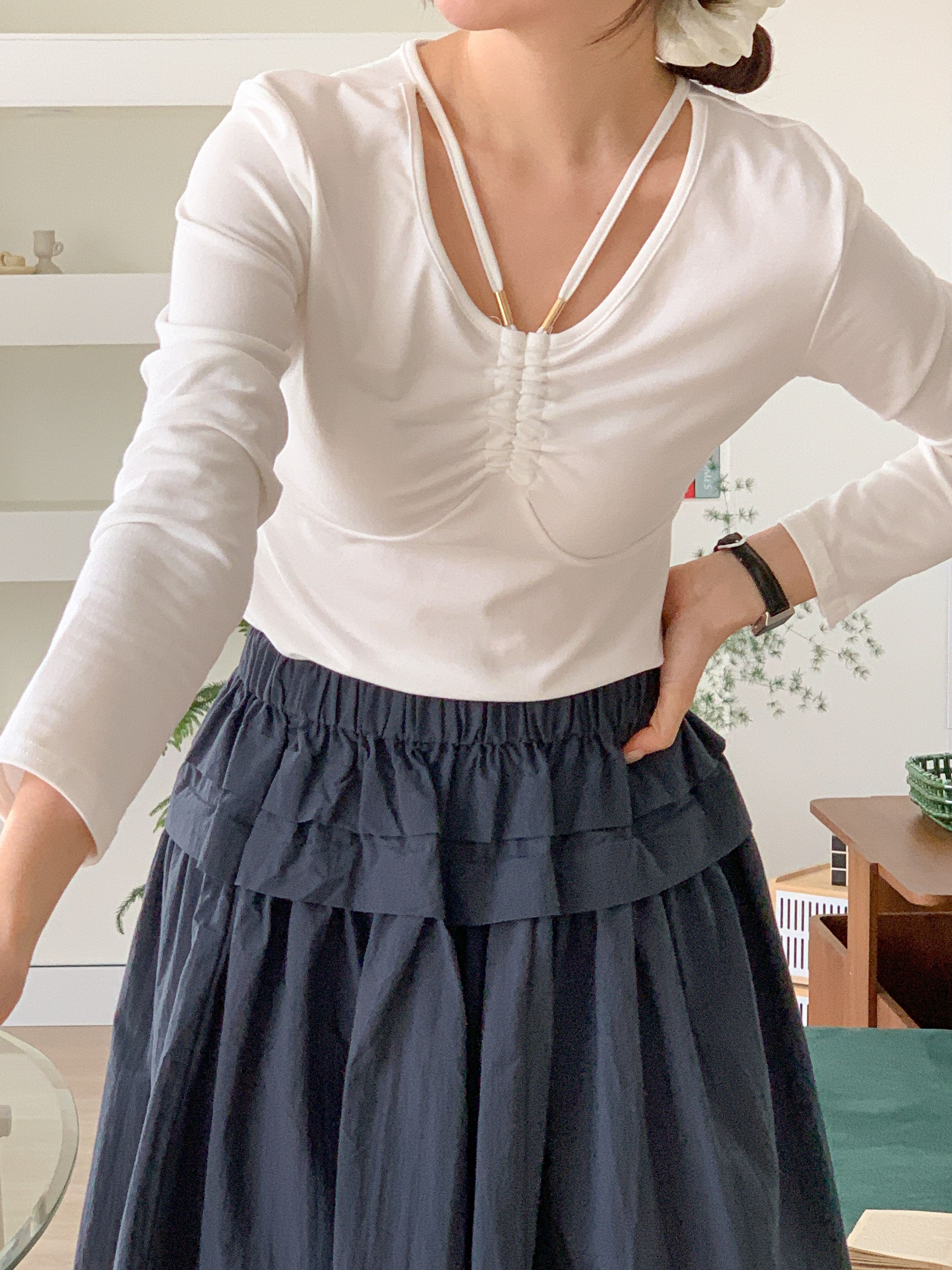 ラウンドネックシャーリング長袖無地Tシャツ | 詳細画像5