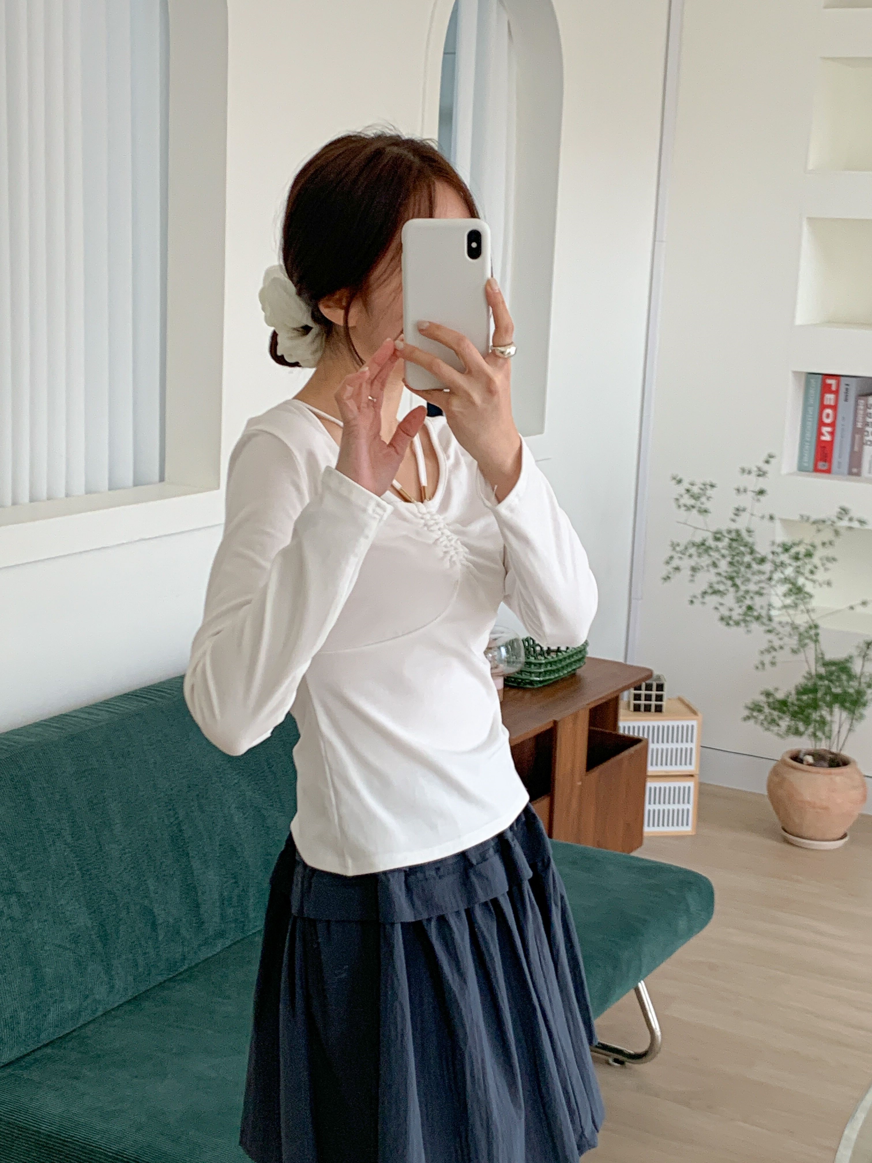 ラウンドネックシャーリング長袖無地Tシャツ | 詳細画像18