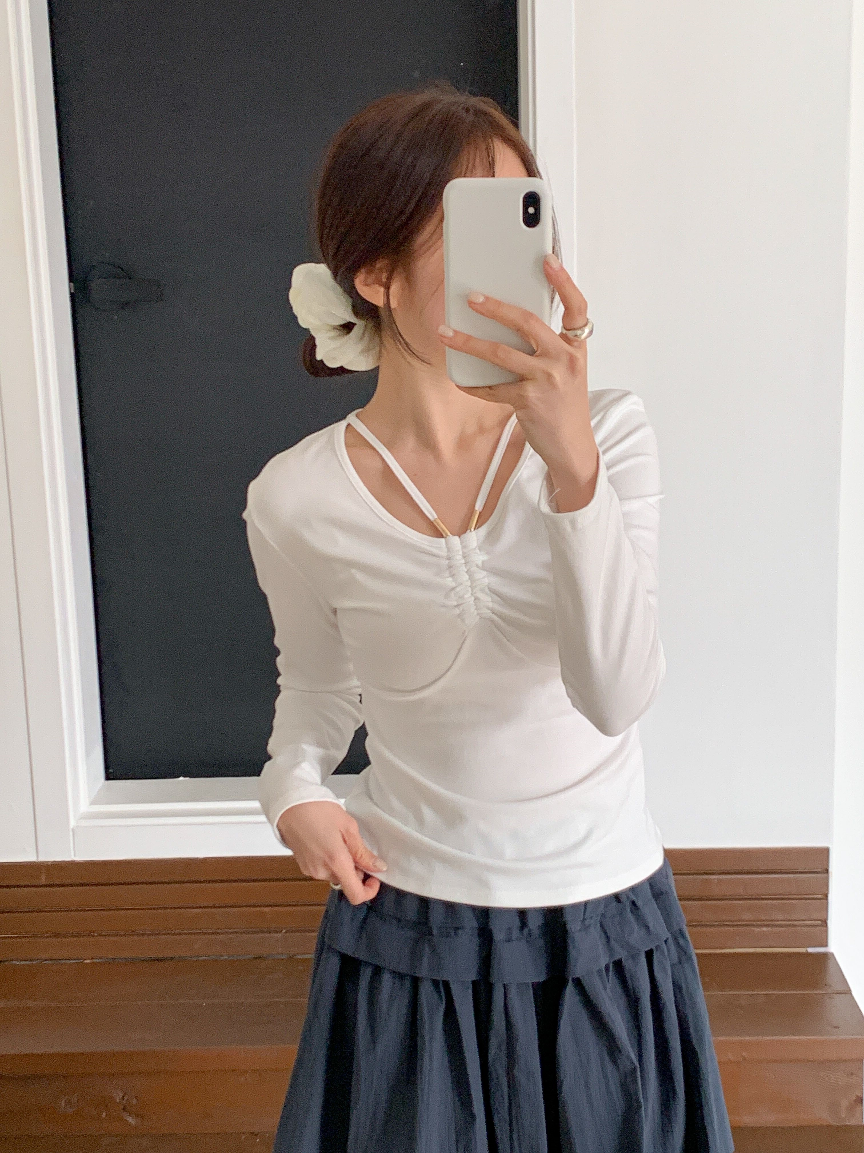 ラウンドネックシャーリング長袖無地Tシャツ | 詳細画像20