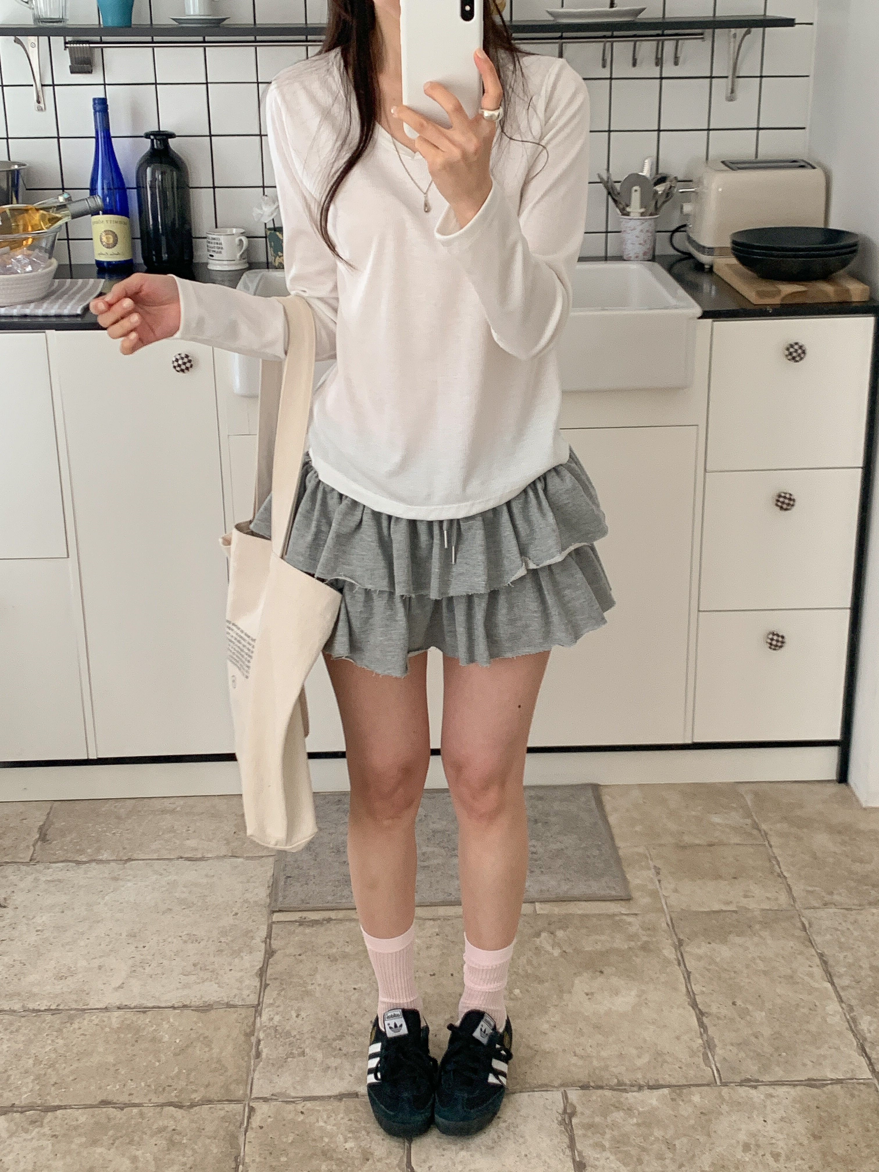 リブVネックルーズ長袖無地Tシャツ | 詳細画像17