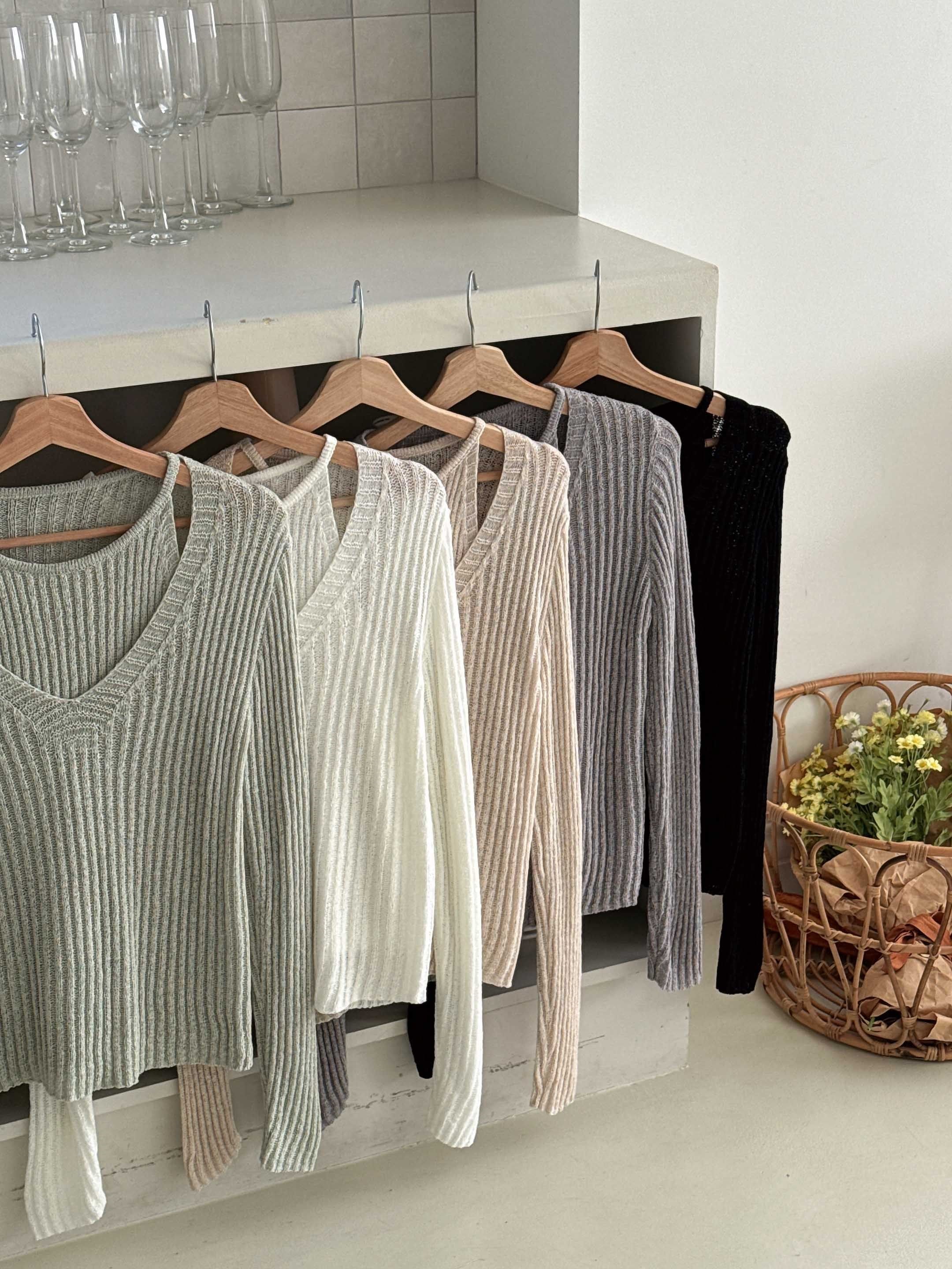 ラウンドネックルーズ長袖ハーフ無地ニット | 詳細画像18