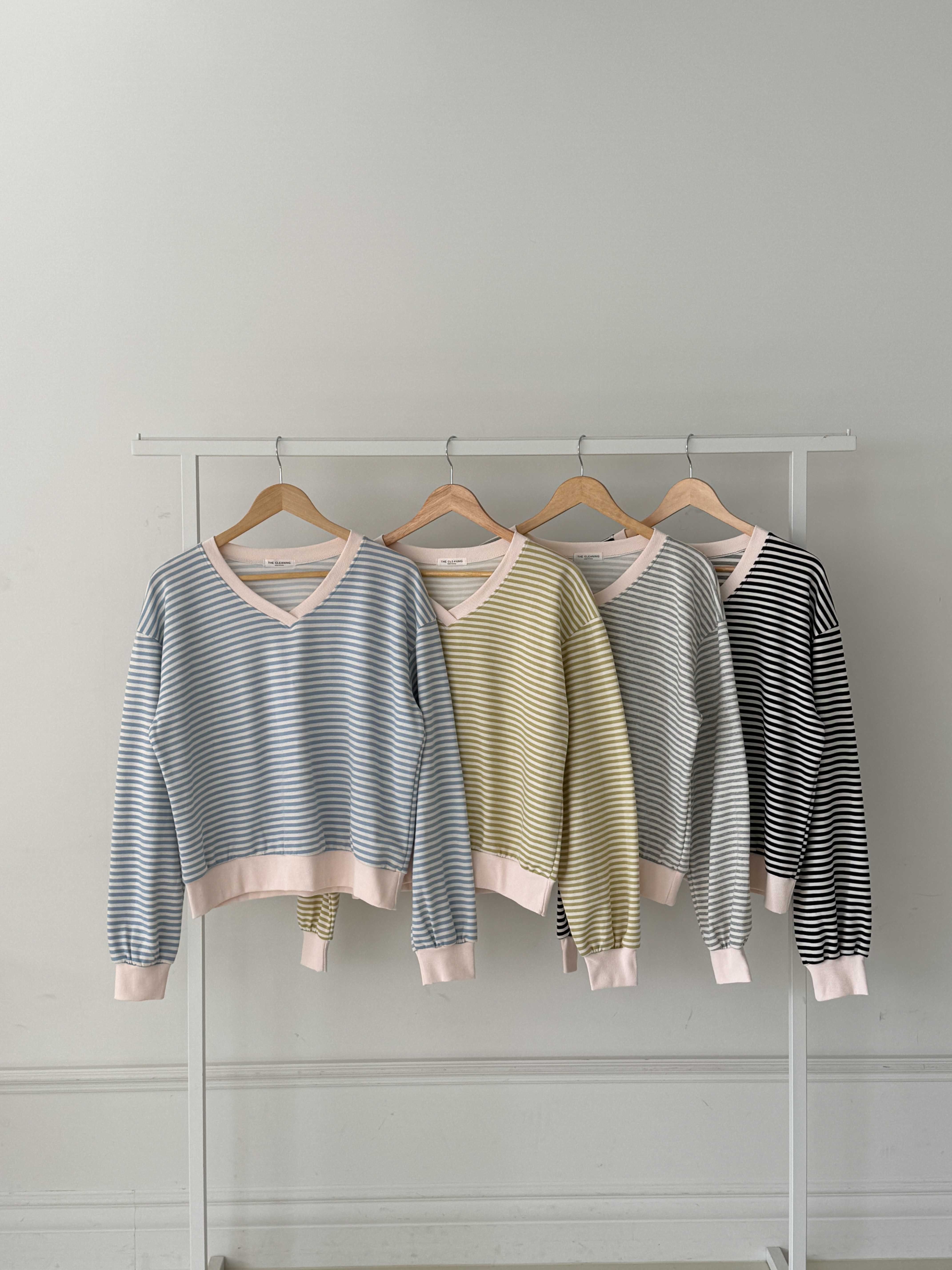 Vネックウェーブルーズ長袖ボーダースウェット | 詳細画像21