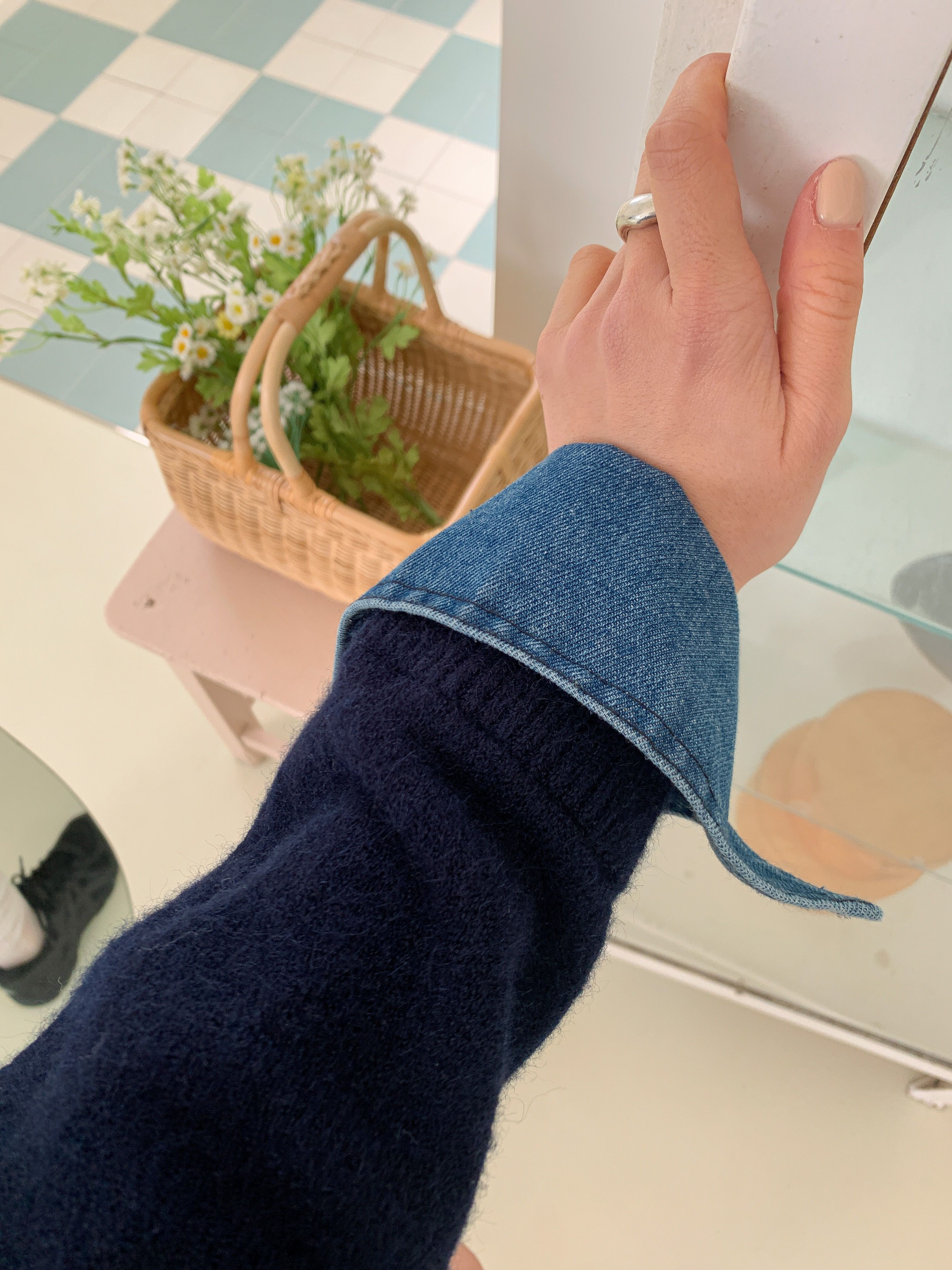 コンビカラーハーフボタンルーズ長袖ニット | 詳細画像4