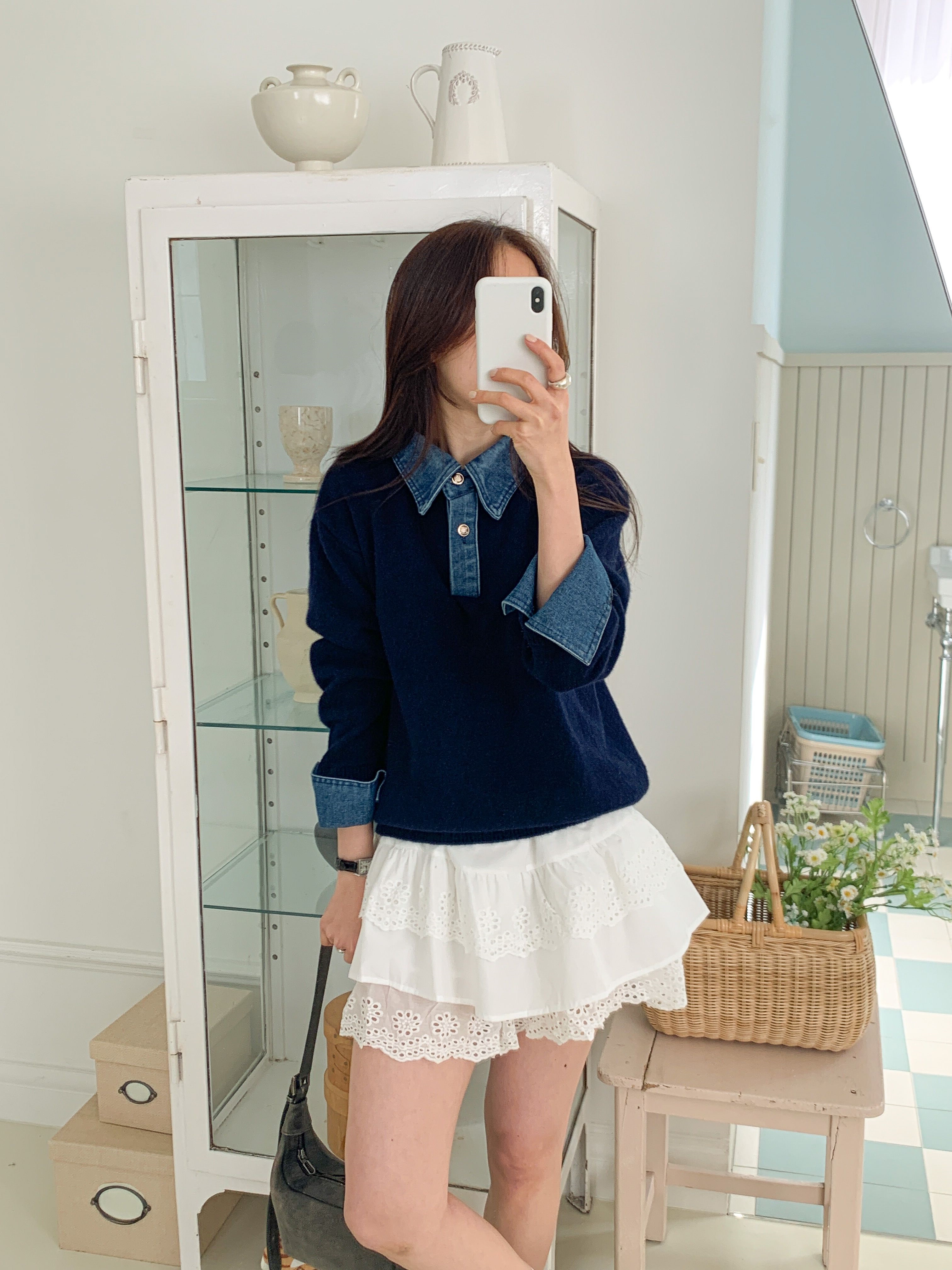 コンビカラーハーフボタンルーズ長袖ニット | 詳細画像11