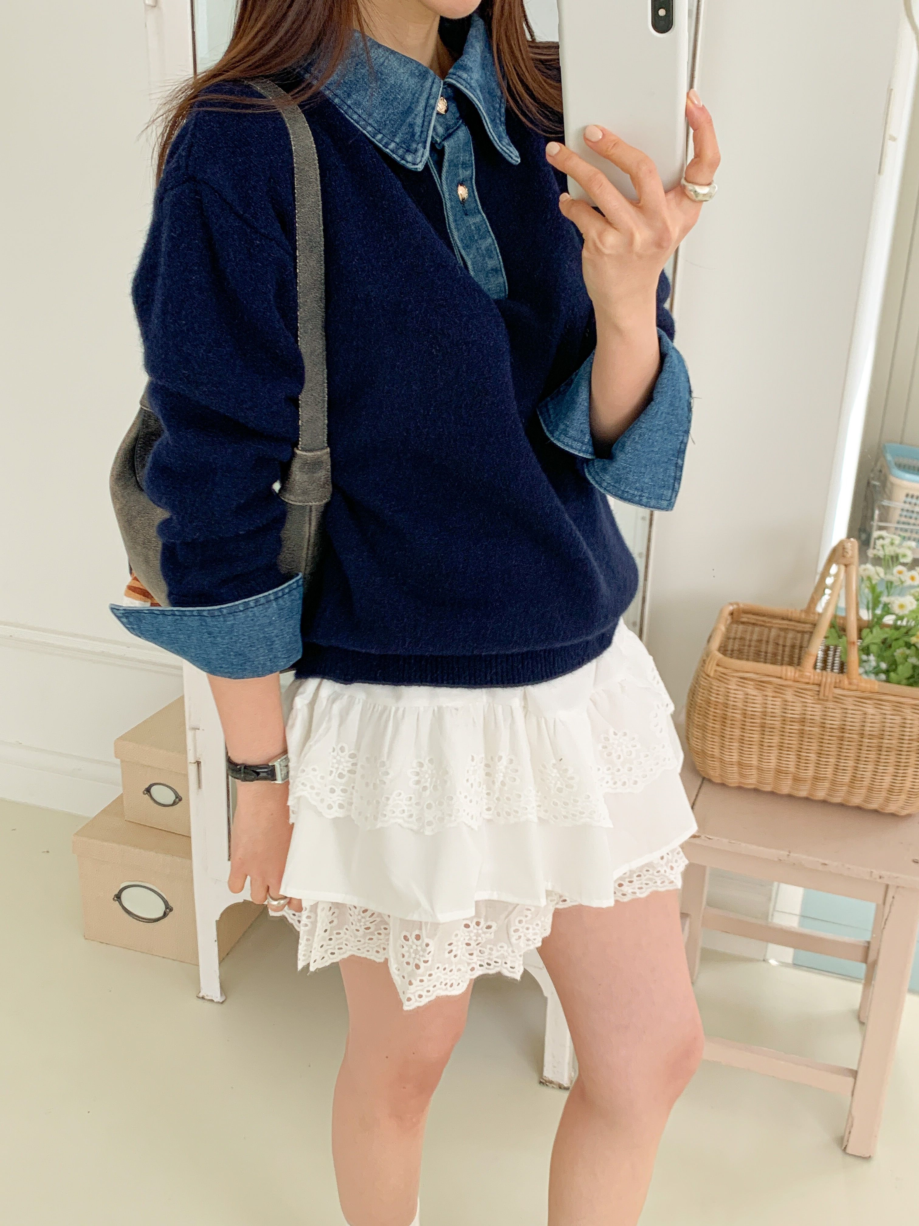 コンビカラーハーフボタンルーズ長袖ニット | 詳細画像17