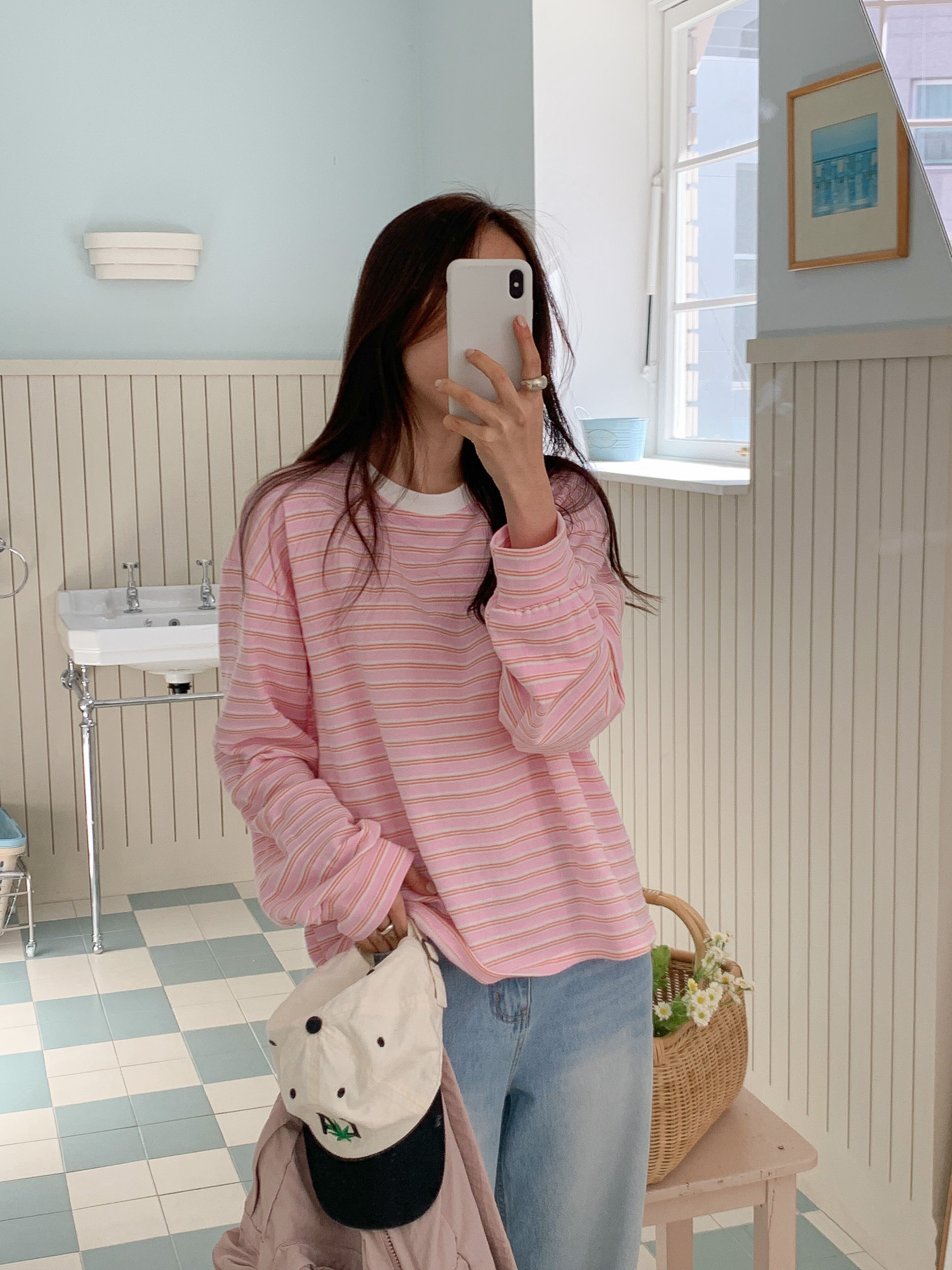 コットンラウンドネックルーズ長袖ボーダースウェット | 詳細画像20