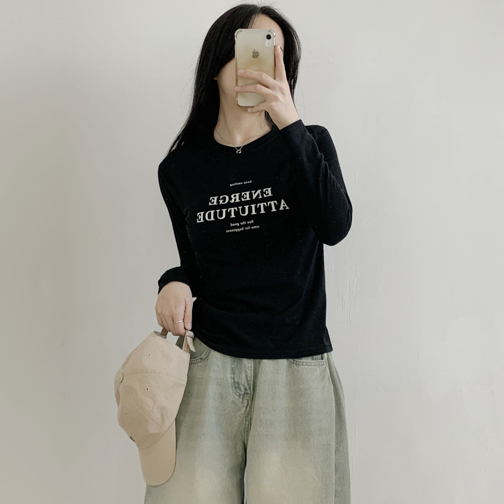 ラウンドネックベーシック長袖ロゴTシャツ | 詳細画像5