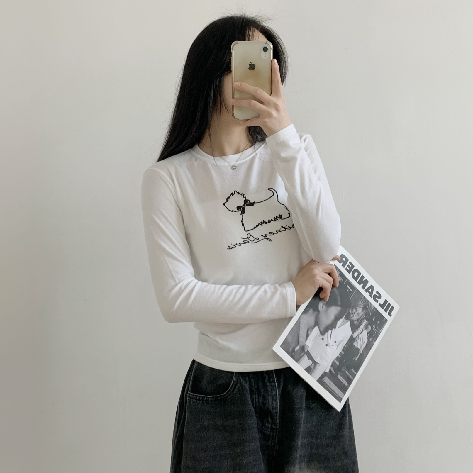 ラウンドネックベーシックスリム長袖ロゴTシャツ | 詳細画像3