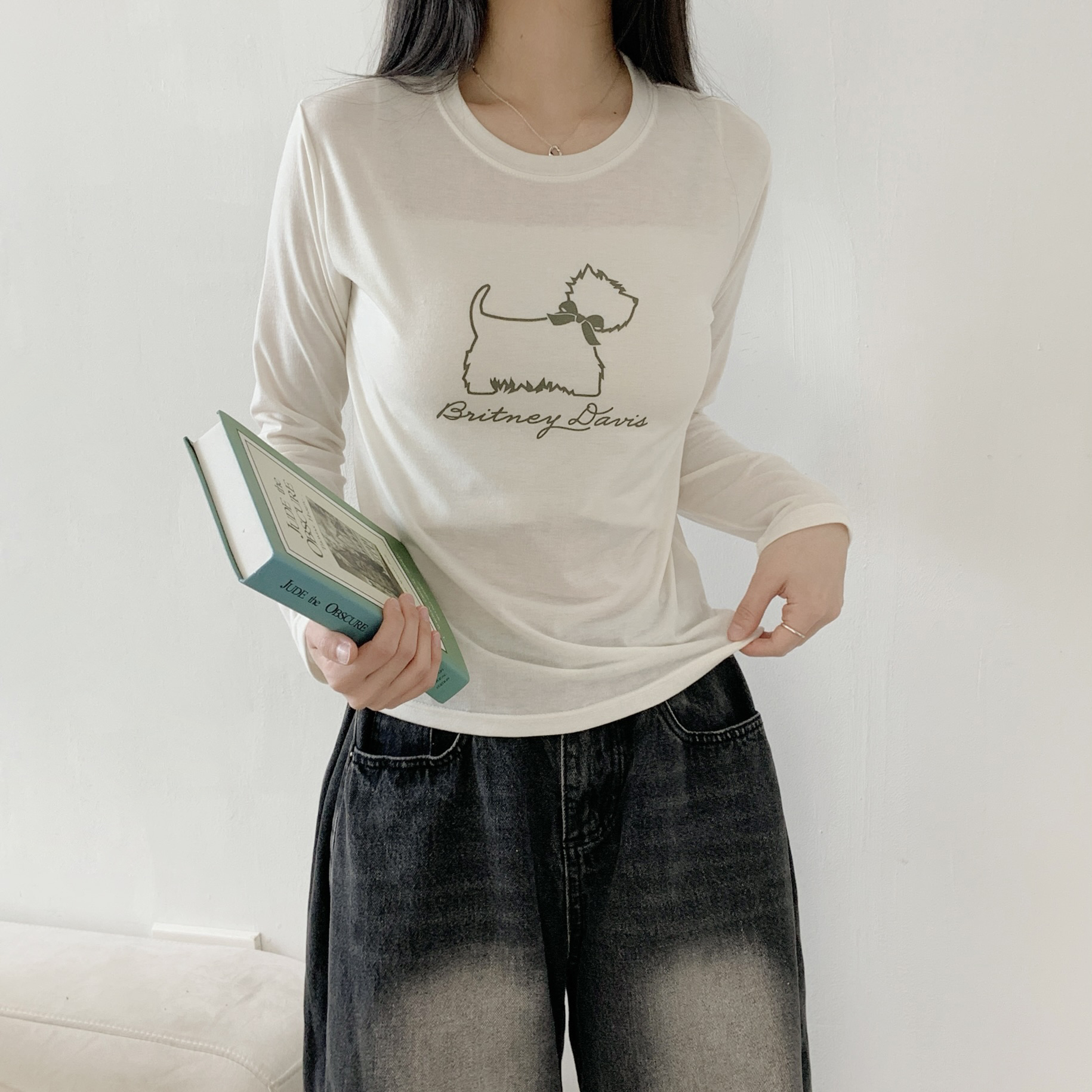 ラウンドネックベーシックスリム長袖ロゴTシャツ | 詳細画像7