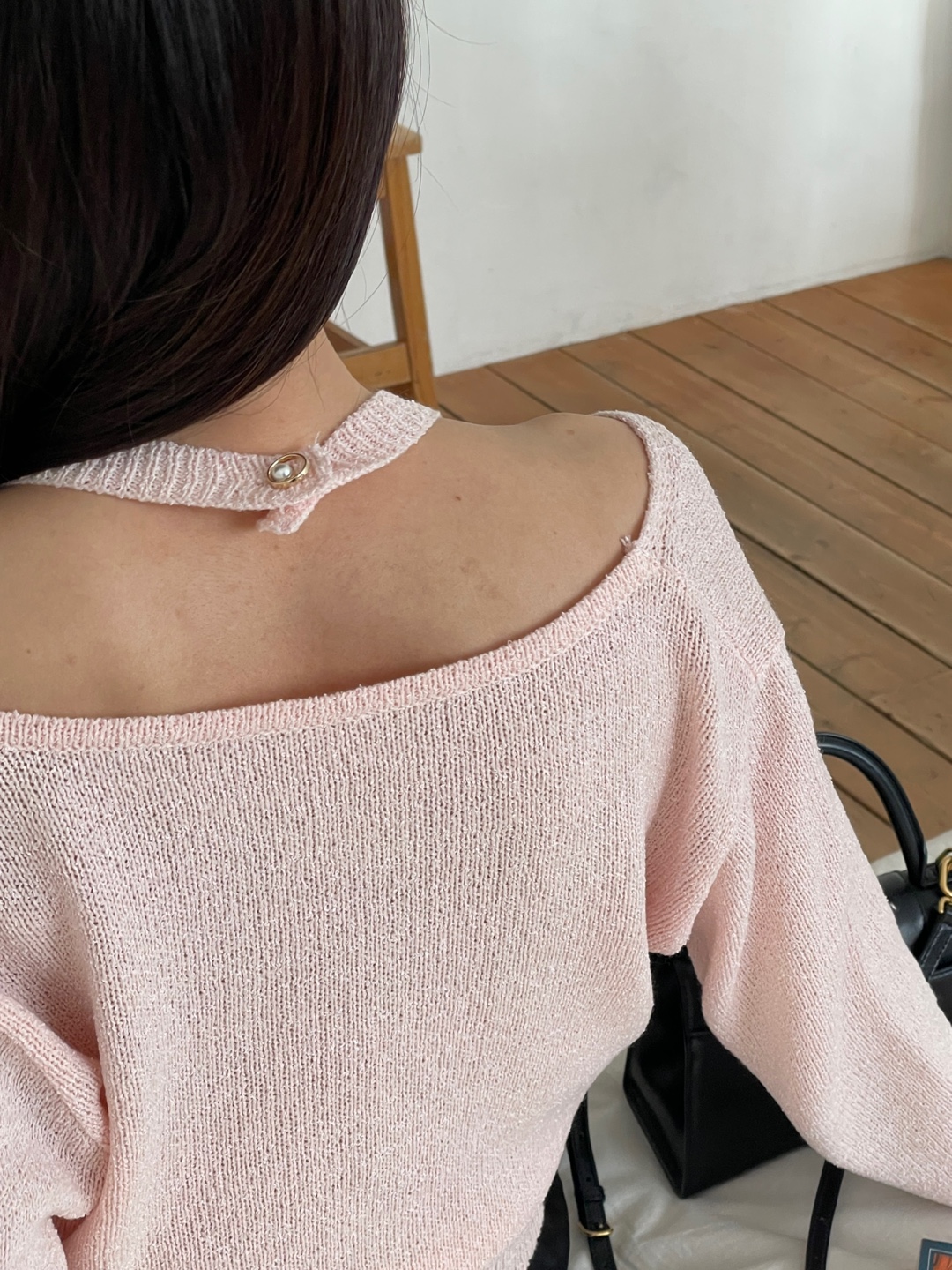 ラップパール調ボタンレイヤード風長袖ニットカーディガン | 詳細画像14