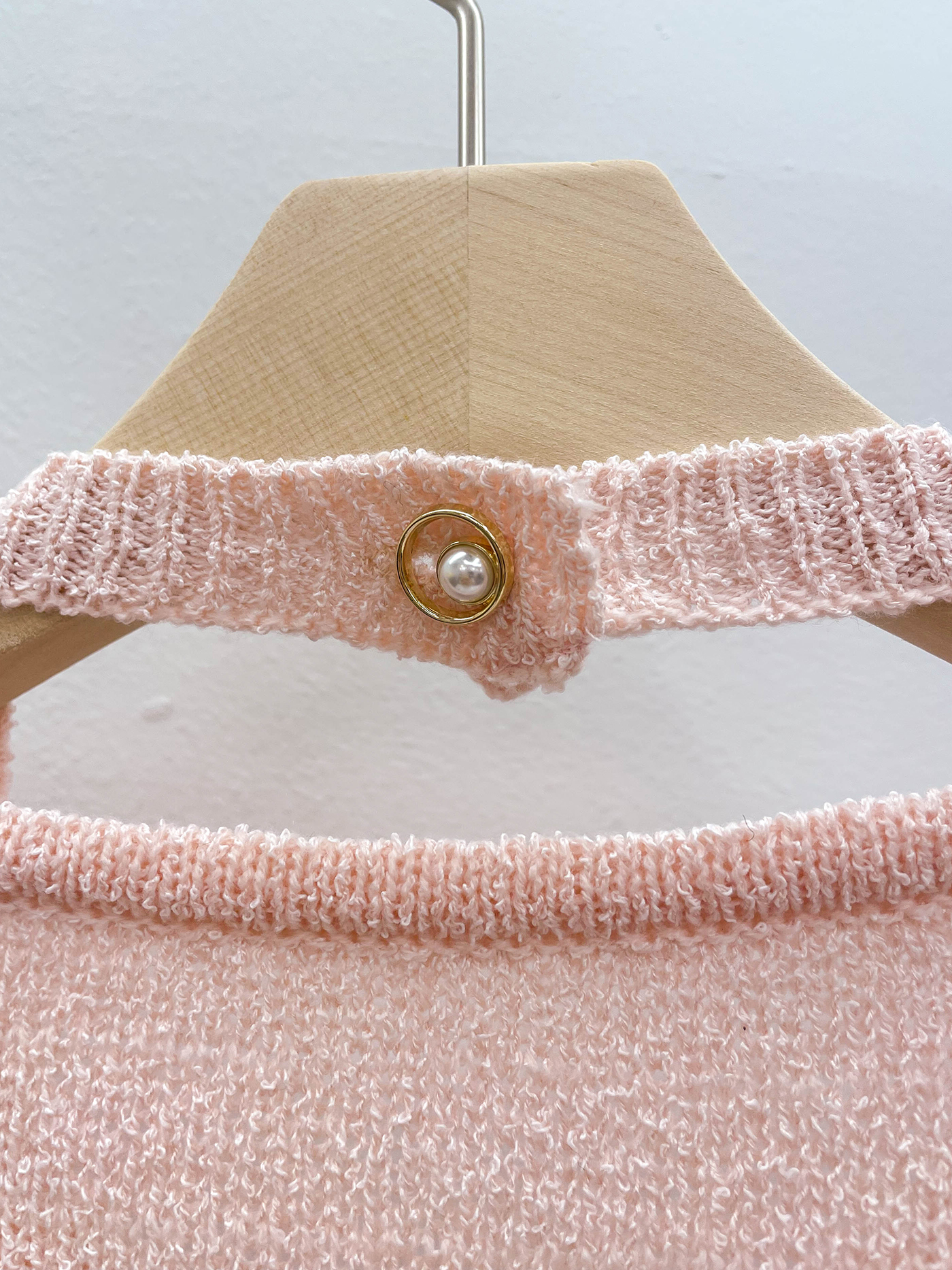 ラップパール調ボタンレイヤード風長袖ニットカーディガン | 詳細画像15