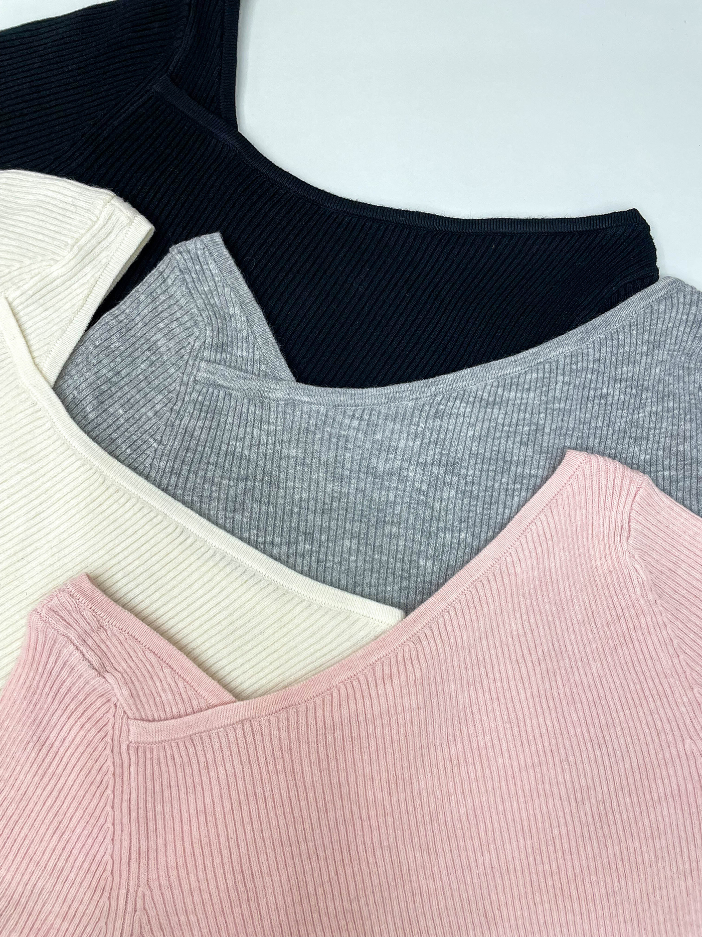 スリムアンバランス長袖フェイクボタンクロスニット | 詳細画像4