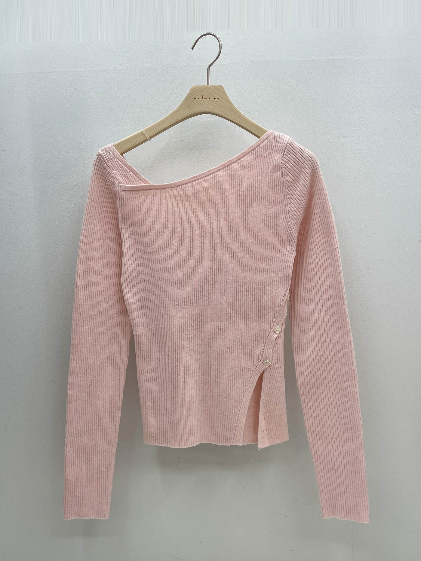 スリムアンバランス長袖フェイクボタンクロスニット | 詳細画像19