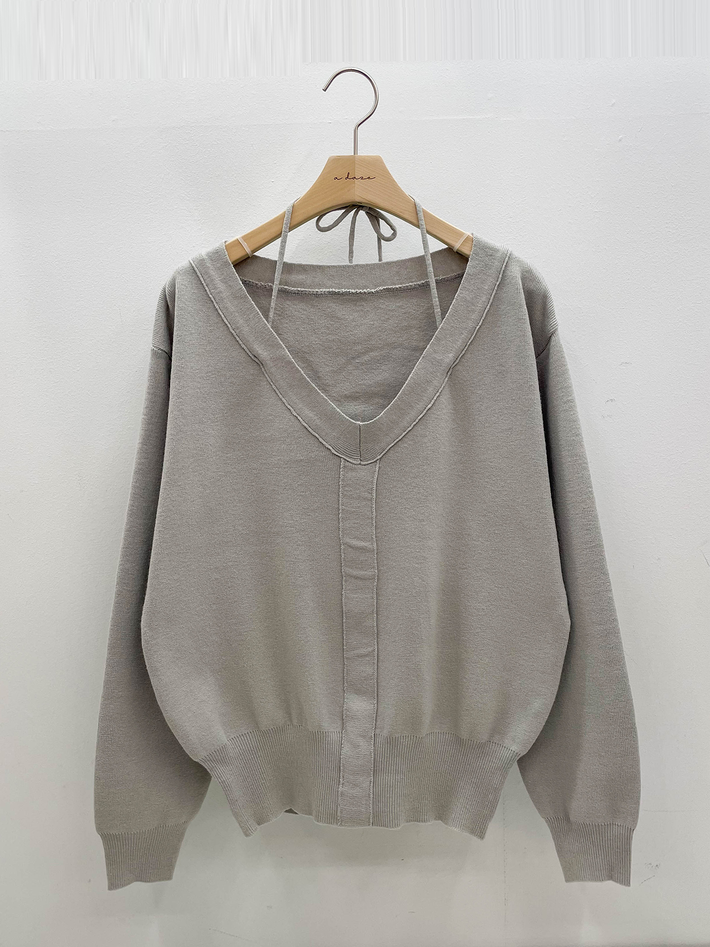 Vネックドローストリング長袖ニット | 詳細画像17