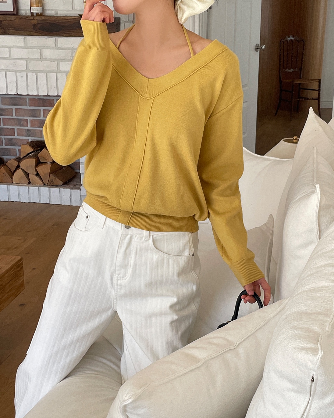 Vネックドローストリング長袖ニット | 詳細画像11