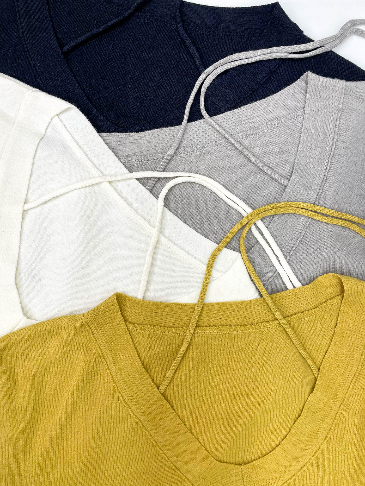 Vネックドローストリング長袖ニット | 詳細画像4