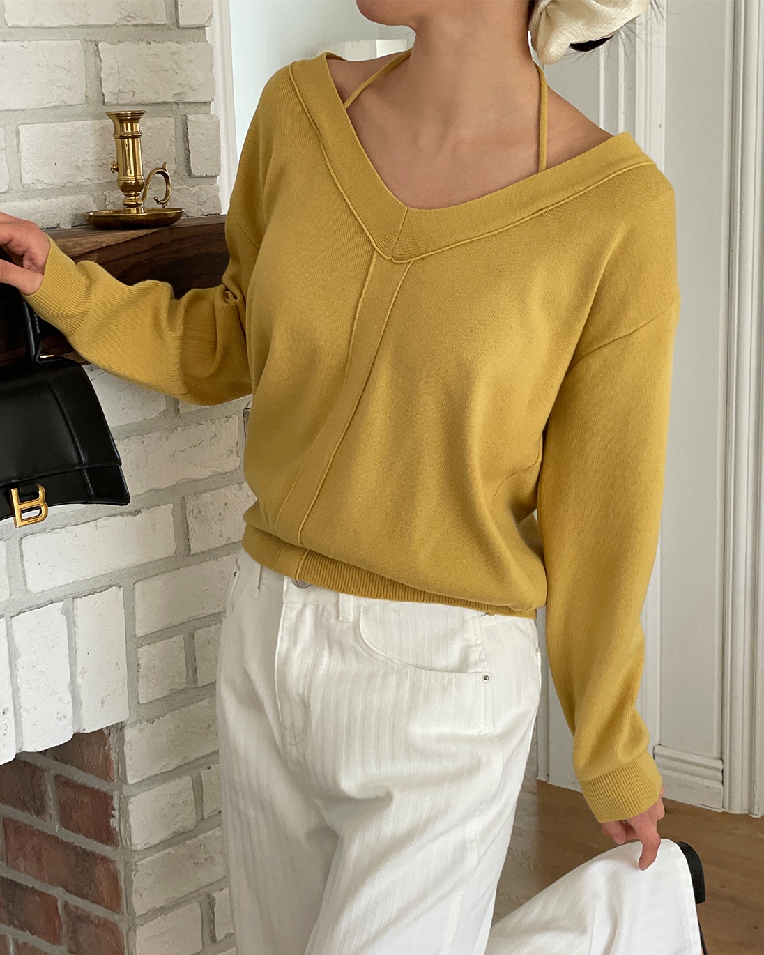 Vネックドローストリング長袖ニット | 詳細画像10