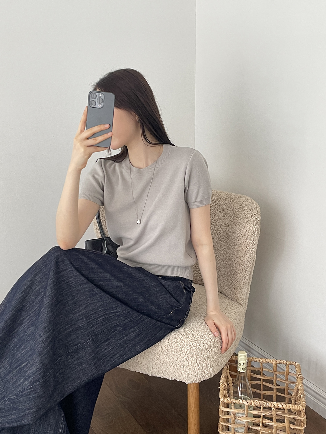 ラウンドネックベーシック半袖ニット | 詳細画像13