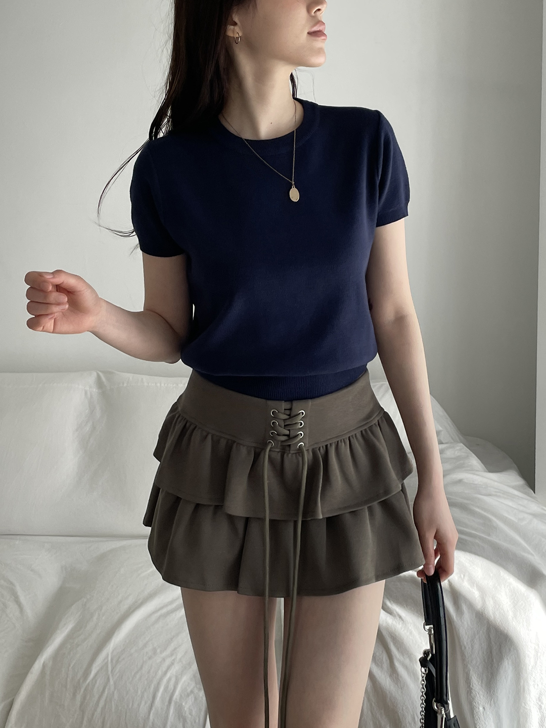 ラウンドネックベーシック半袖ニット | 詳細画像2