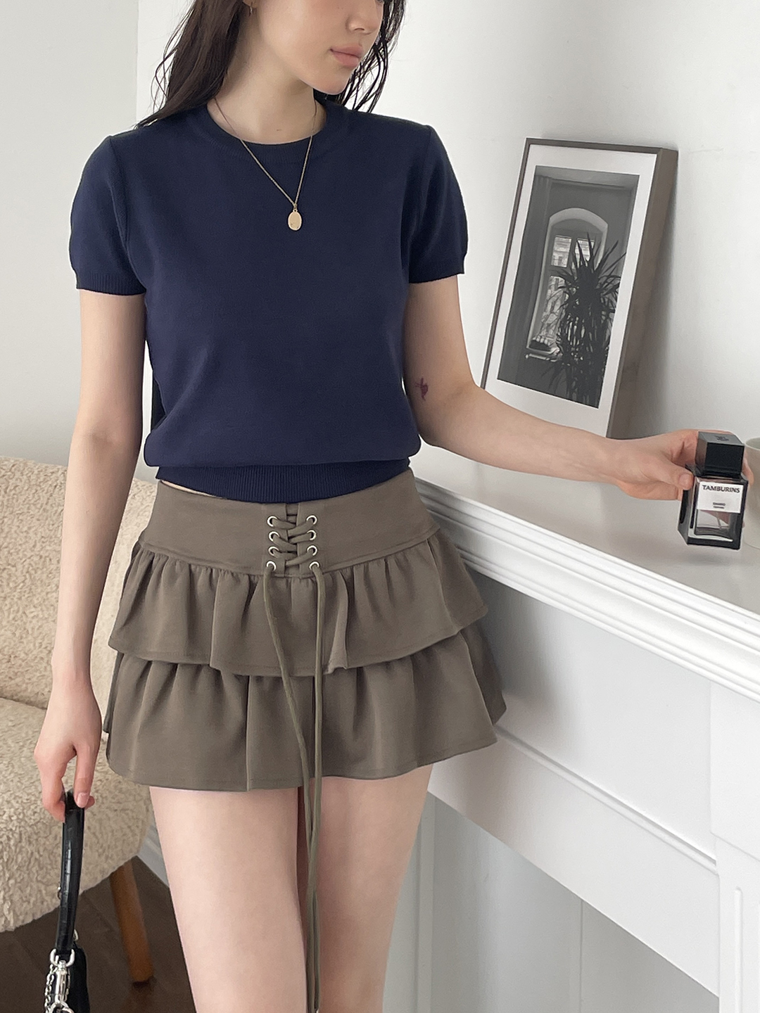 ラウンドネックベーシック半袖ニット | 詳細画像7