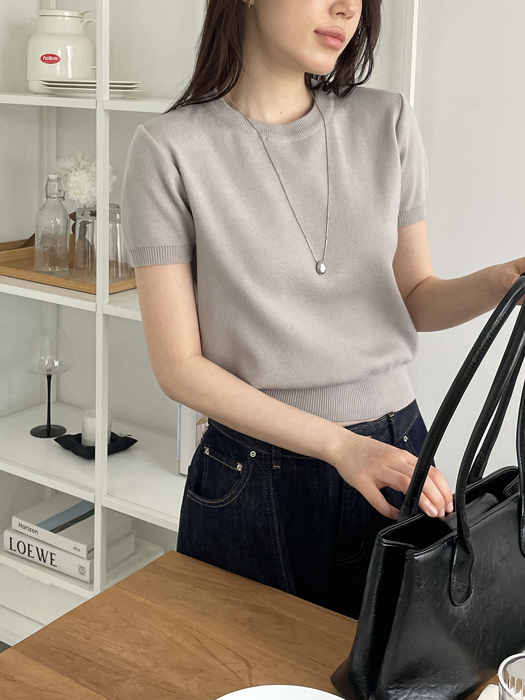 ラウンドネックベーシック半袖ニット | 詳細画像12