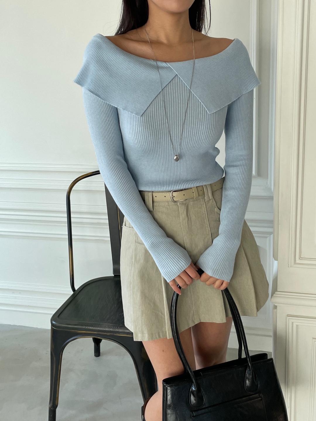 オフショルダーベーシック長袖ニット | 詳細画像9