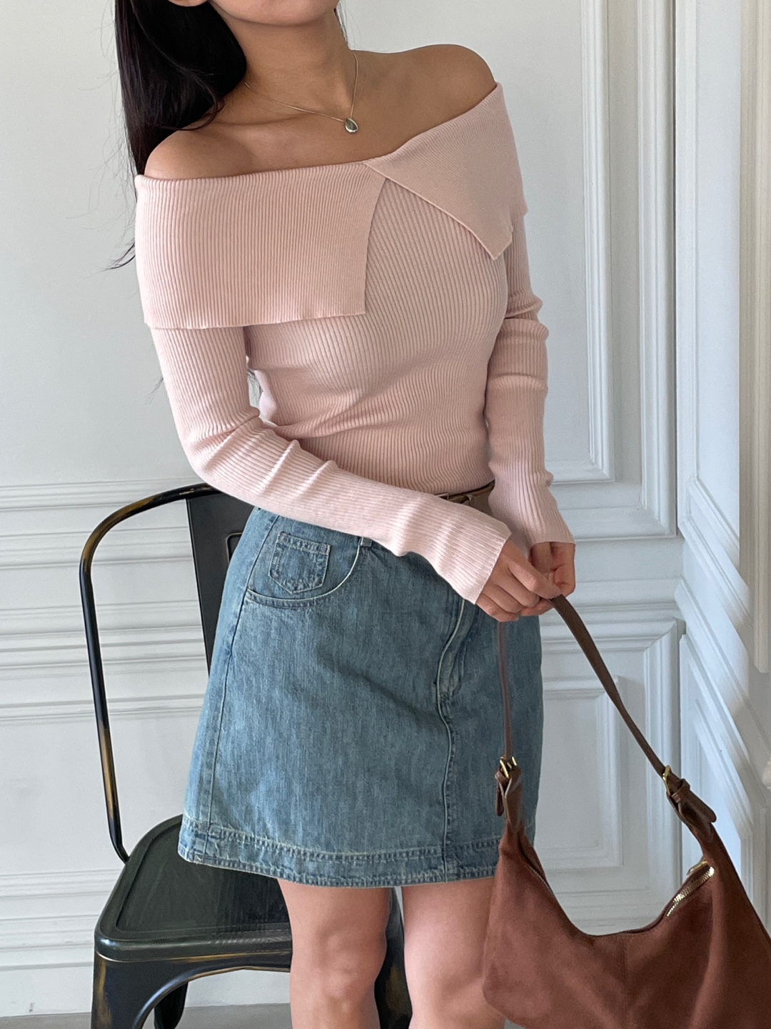 オフショルダーベーシック長袖ニット | 詳細画像14