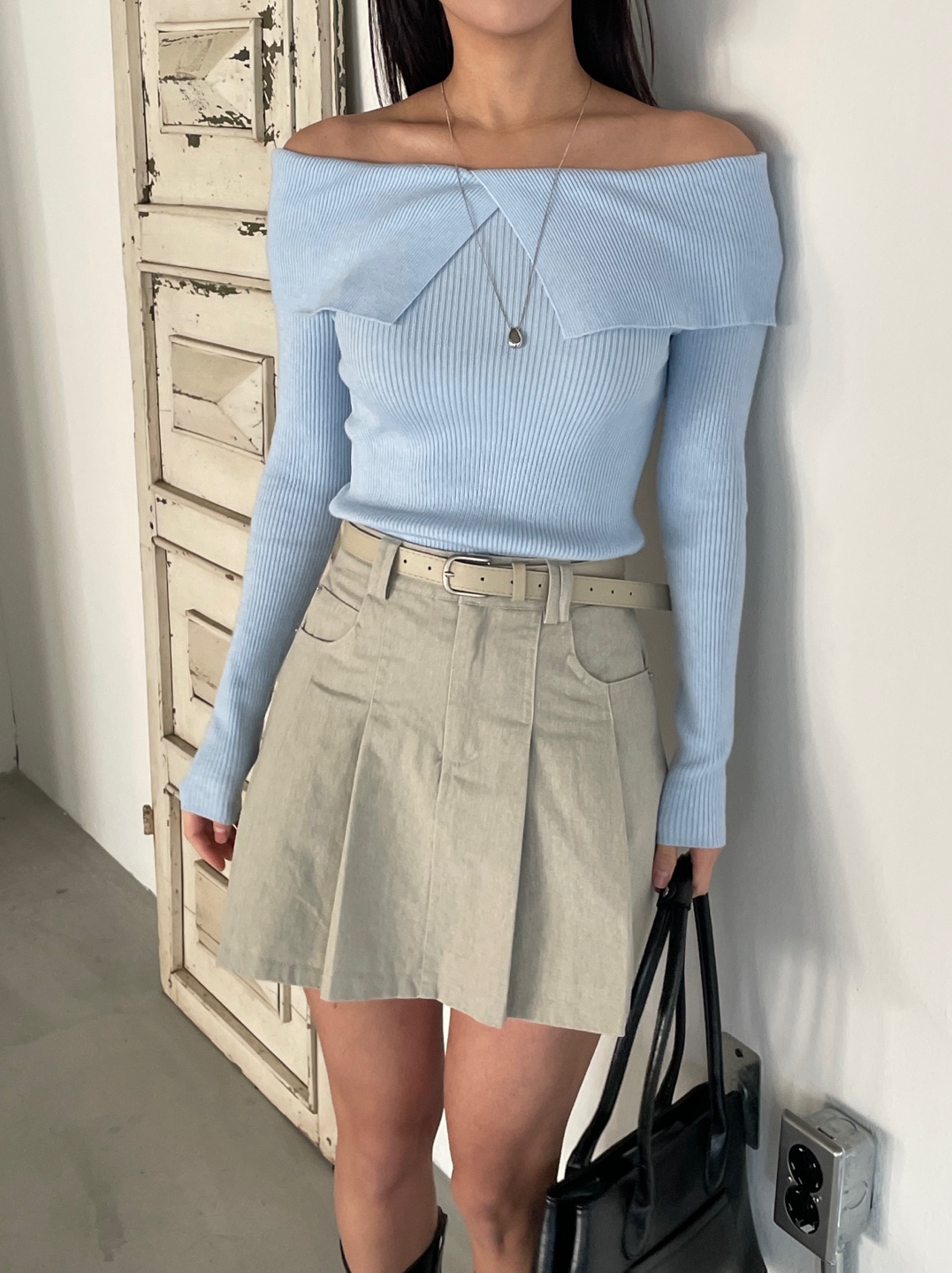 オフショルダーベーシック長袖ニット | 詳細画像7