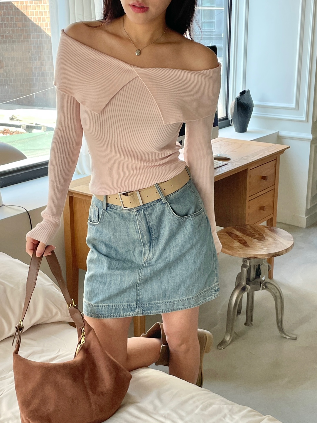 オフショルダーベーシック長袖ニット | 詳細画像15