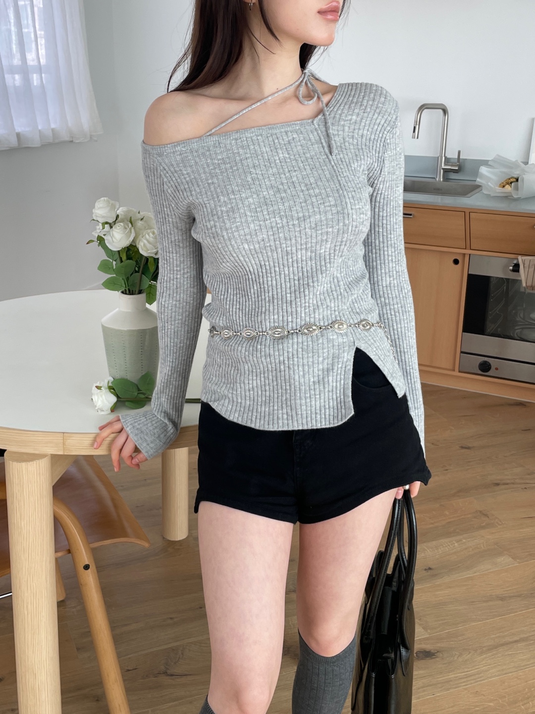 ドローストリングスリットベーシック長袖ニット | 詳細画像11