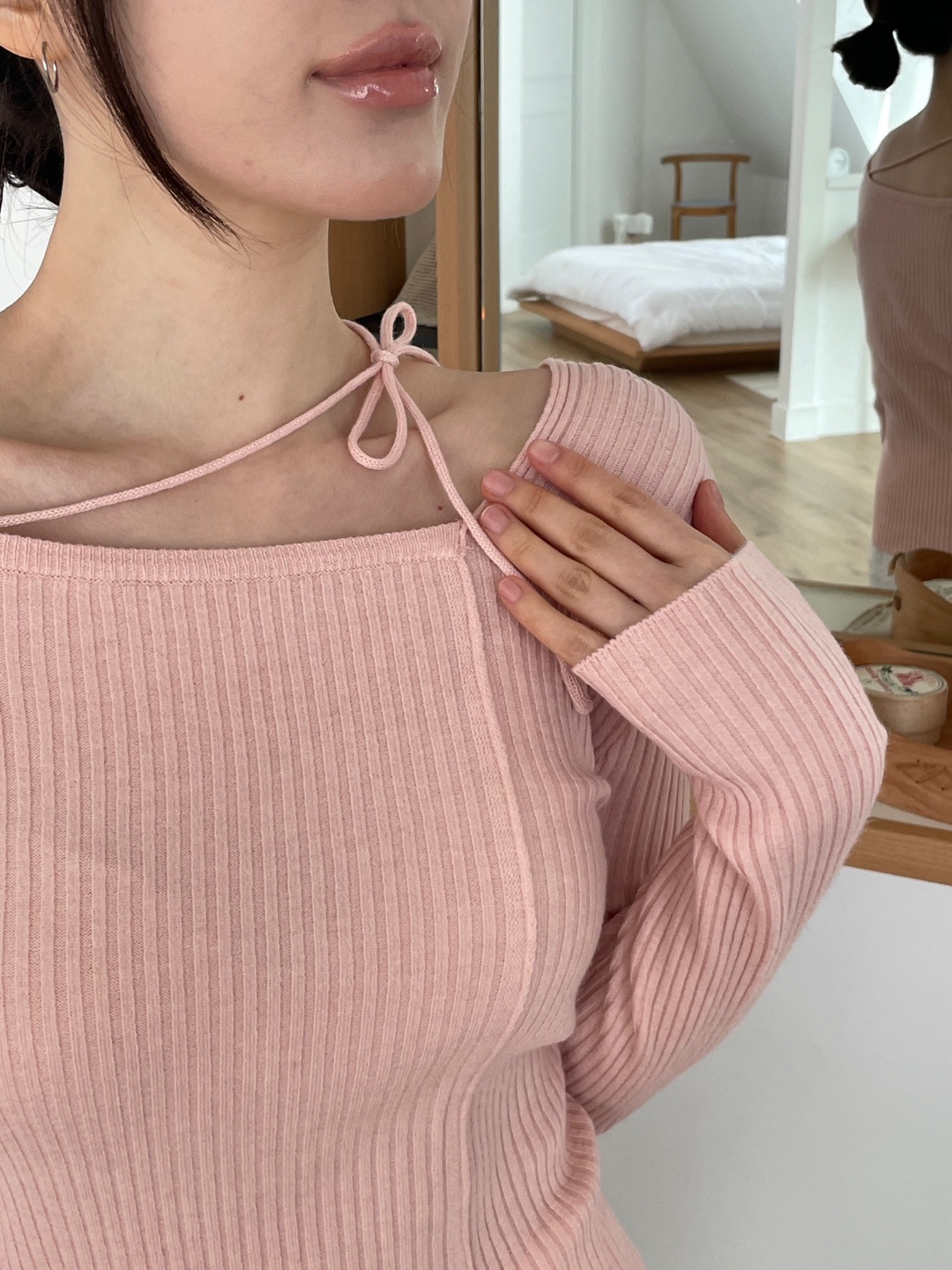 ドローストリングスリットベーシック長袖ニット | 詳細画像6