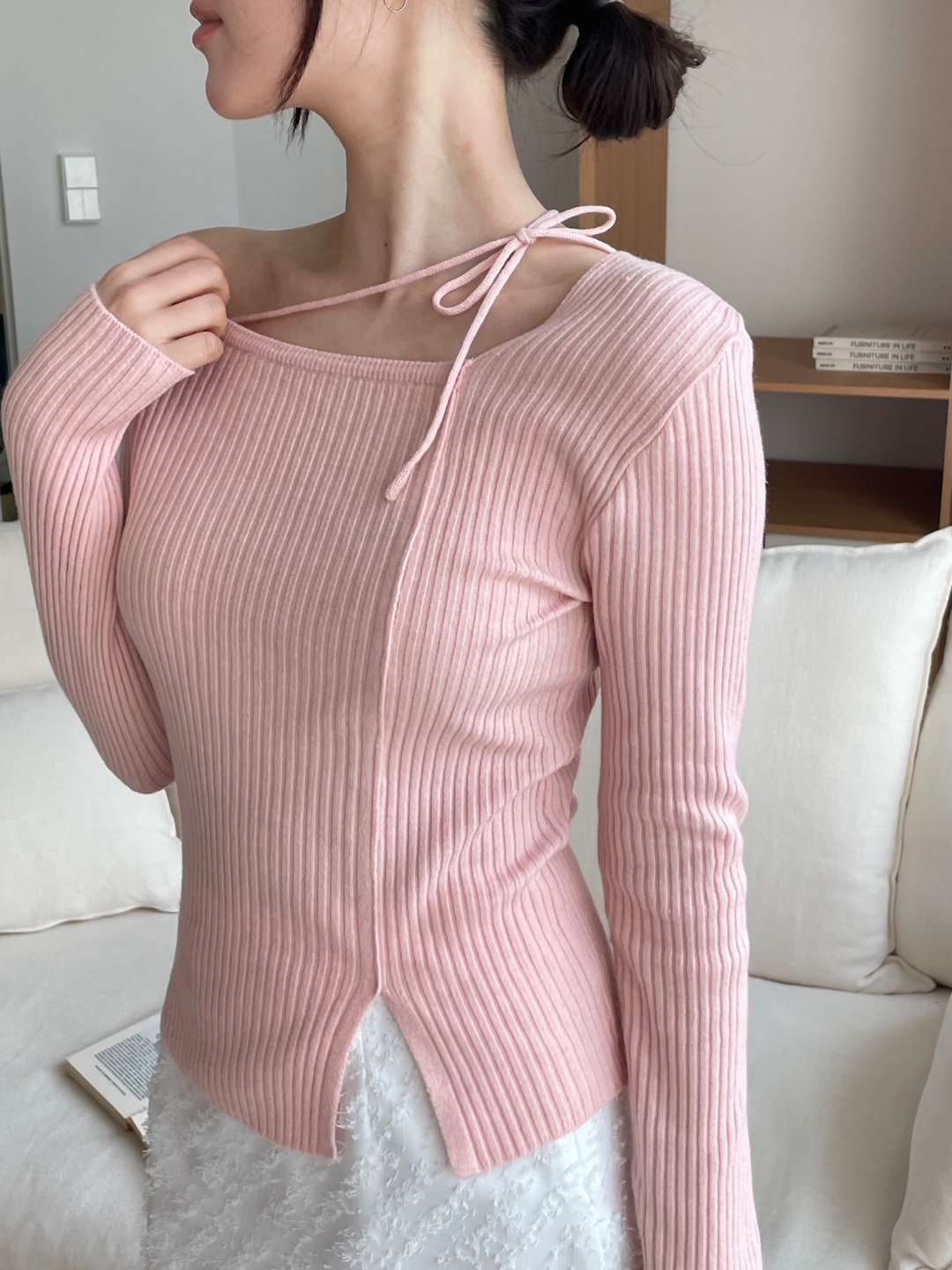 ドローストリングスリットベーシック長袖ニット | 詳細画像7