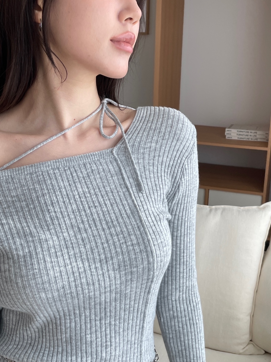 ドローストリングスリットベーシック長袖ニット | 詳細画像15