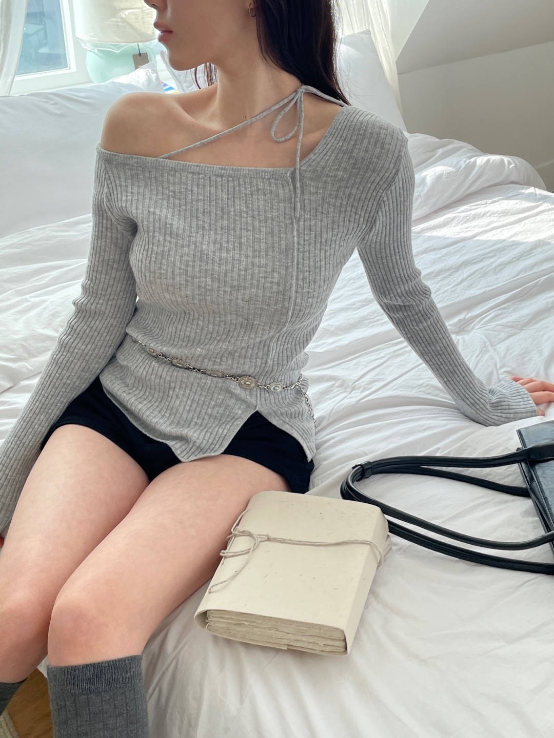 ドローストリングスリットベーシック長袖ニット | 詳細画像2