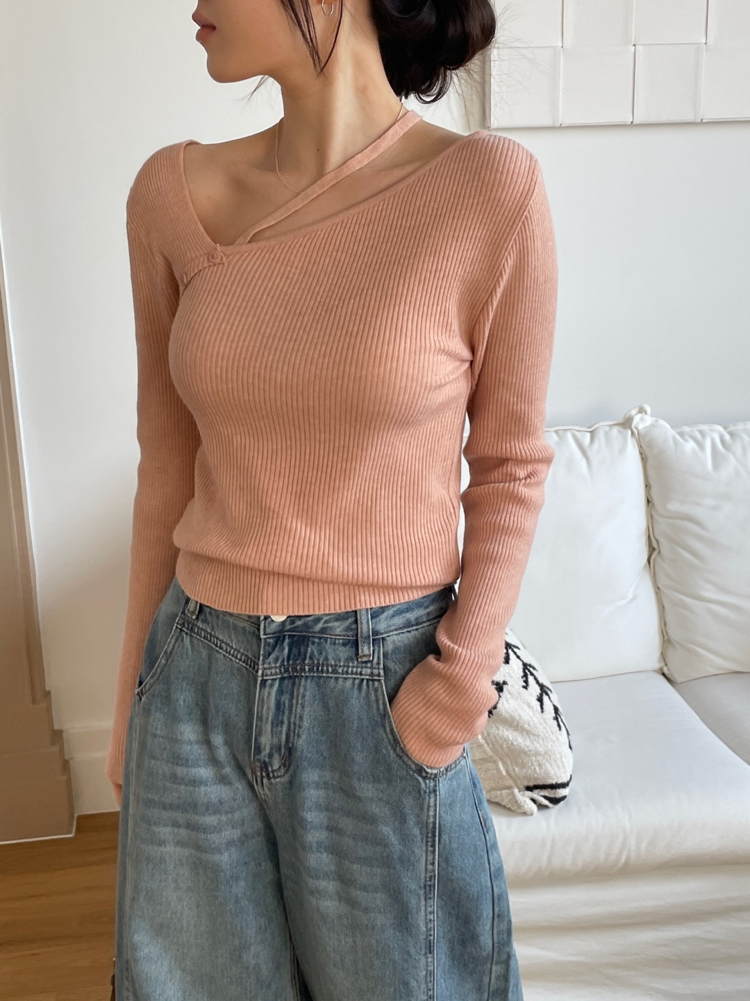 ドローストリングベーシックアンバランス長袖ニット | 詳細画像8