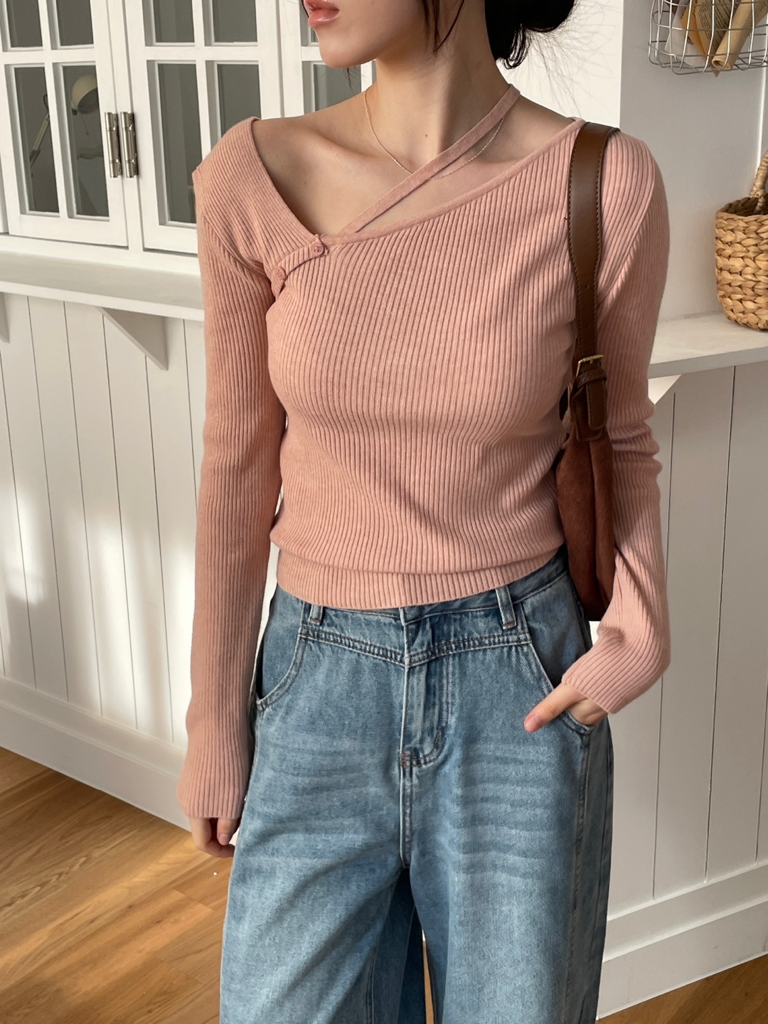 ドローストリングベーシックアンバランス長袖ニット | 詳細画像7