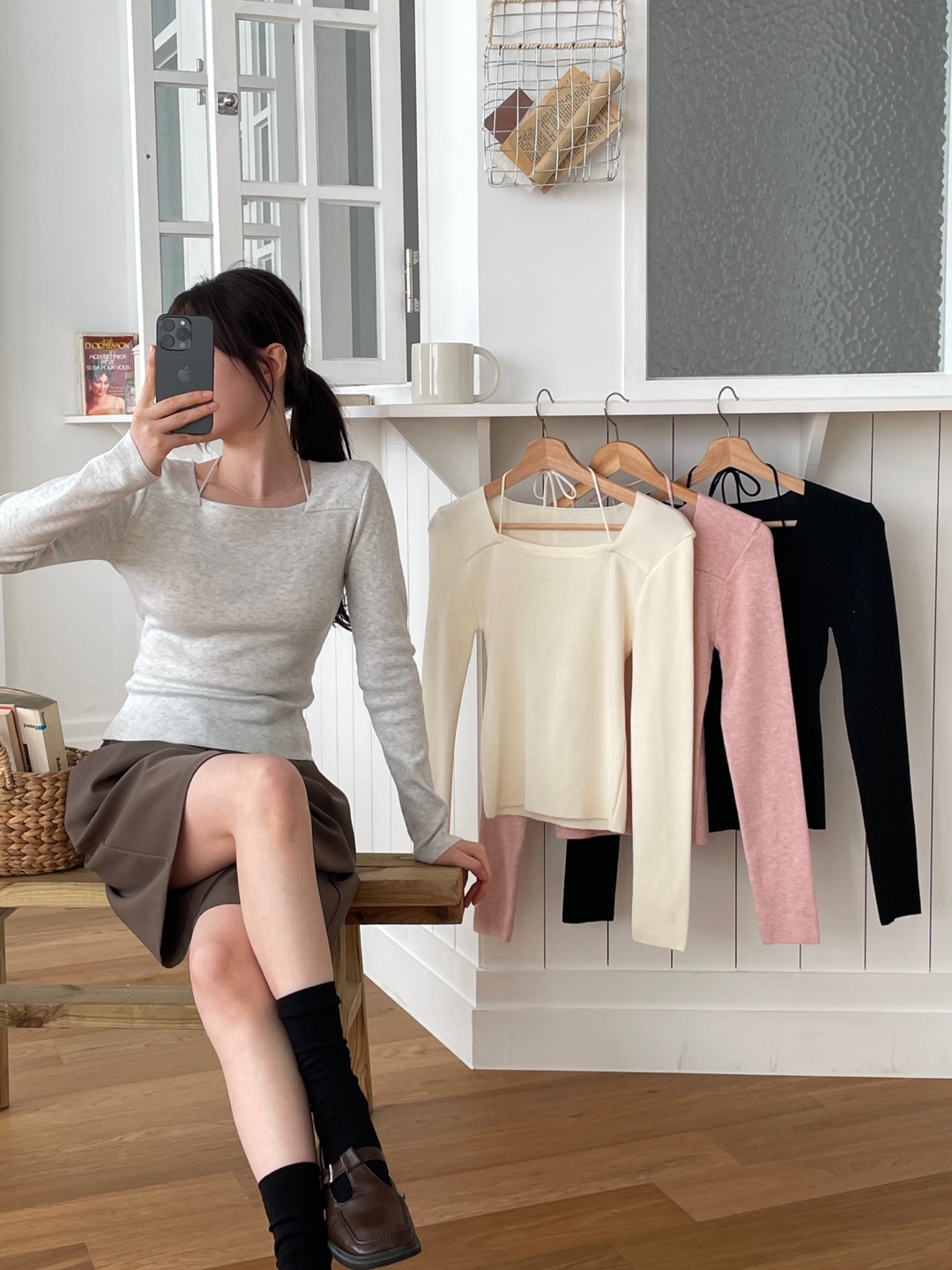 ホルターネックベーシック長袖ニット | 詳細画像3