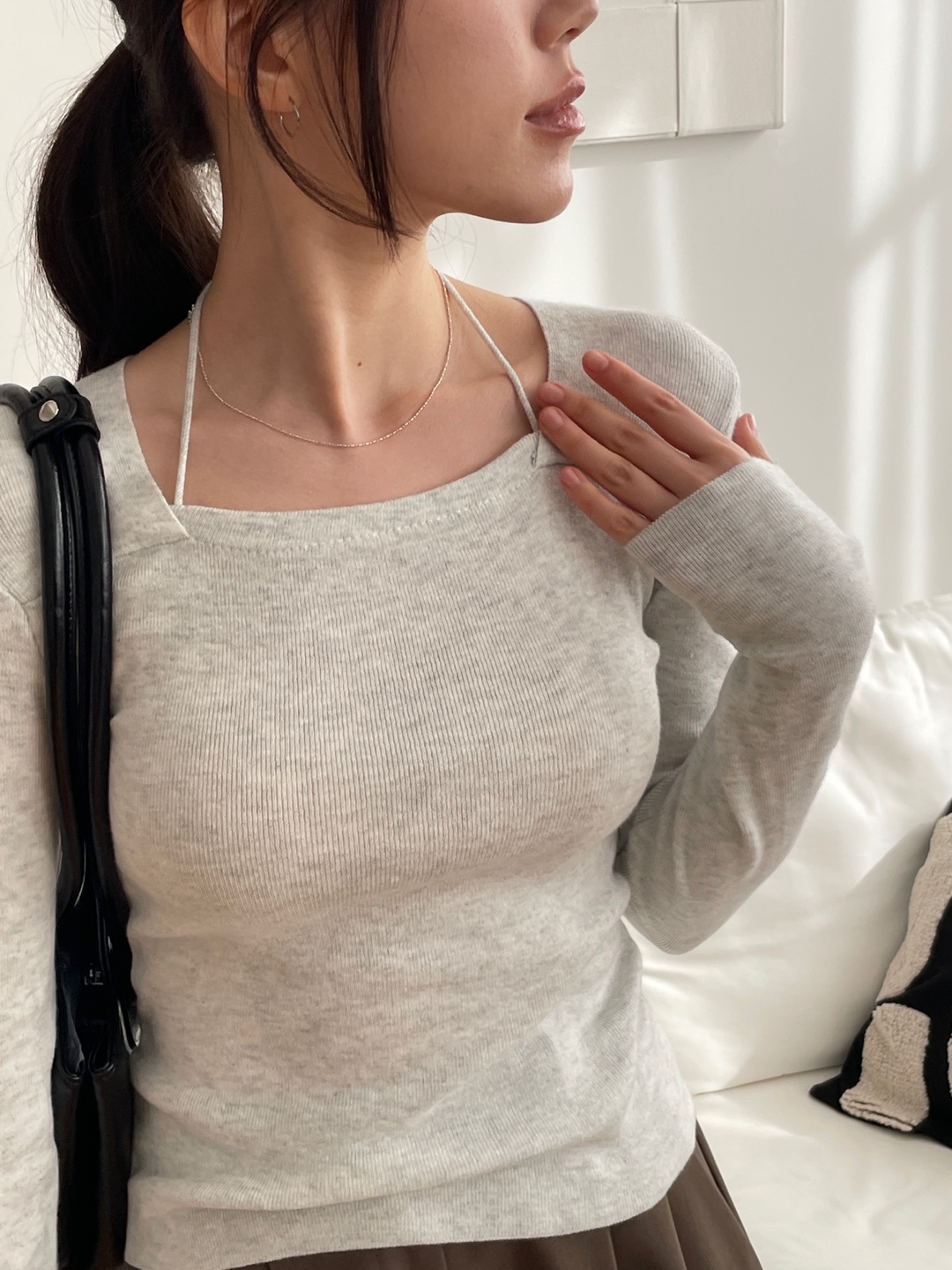 ホルターネックベーシック長袖ニット | 詳細画像7
