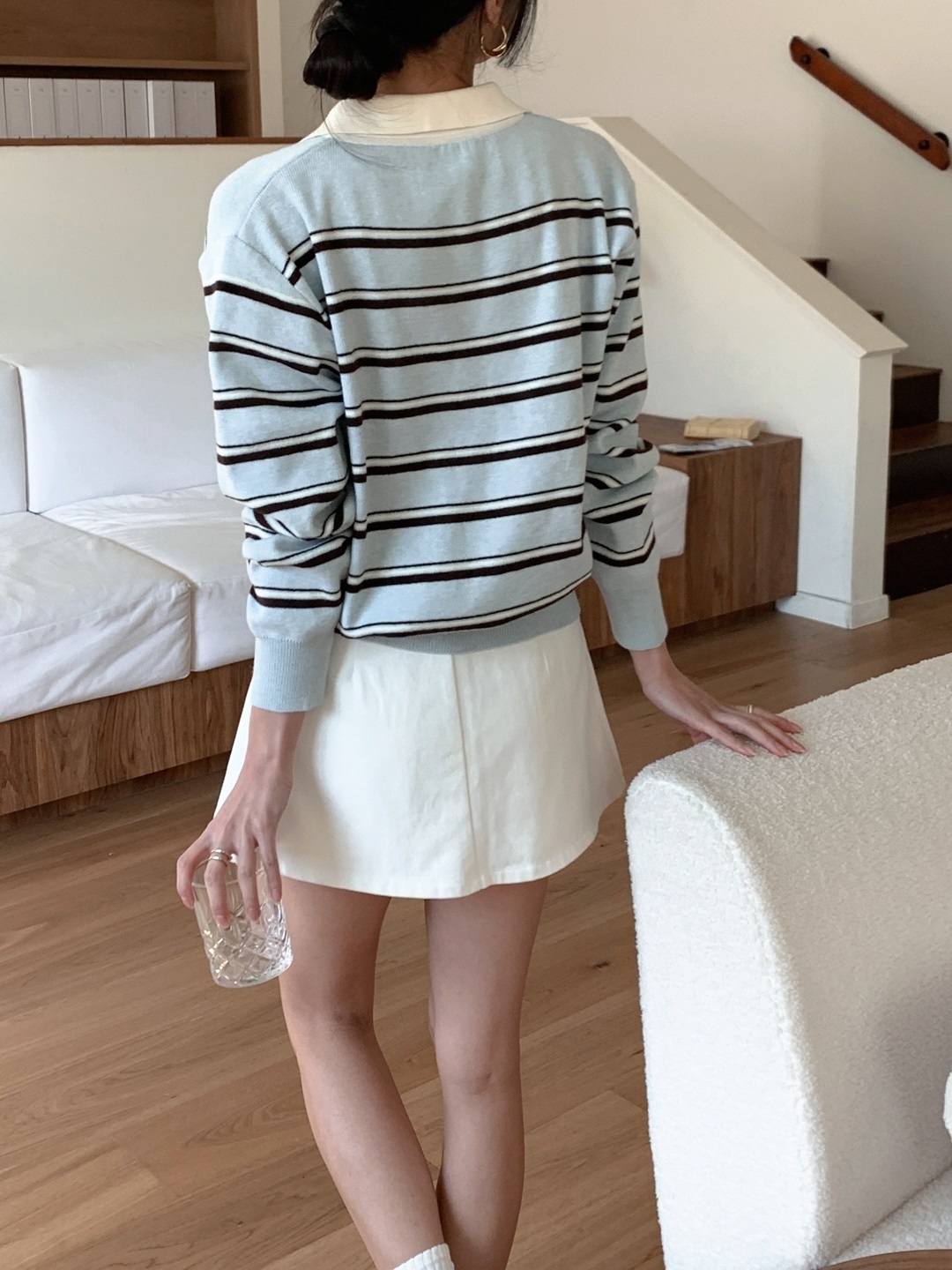 カラールーズ長袖ボーダーカラーニット | 詳細画像8