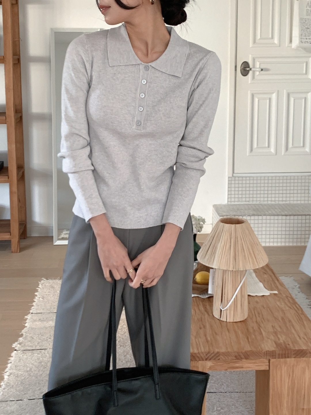 リブカラーハーフボタンカラーTシャツ | 詳細画像2