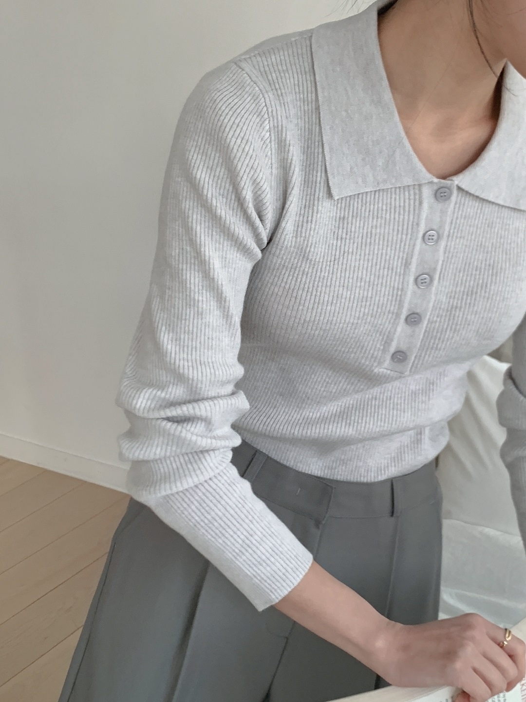 リブカラーハーフボタンカラーTシャツ | 詳細画像4