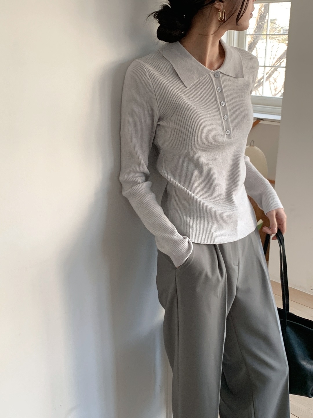 リブカラーハーフボタンカラーTシャツ | 詳細画像6