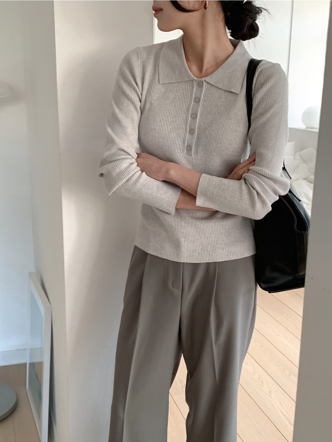 リブカラーハーフボタンカラーTシャツ | 詳細画像7