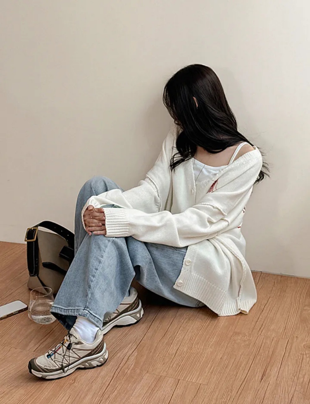 ボタンVネックオーバーサイズカラーカーディガン | 詳細画像4