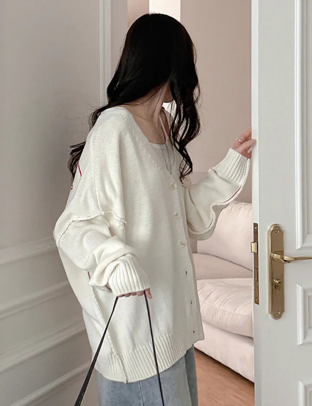 ボタンVネックオーバーサイズカラーカーディガン | 詳細画像5