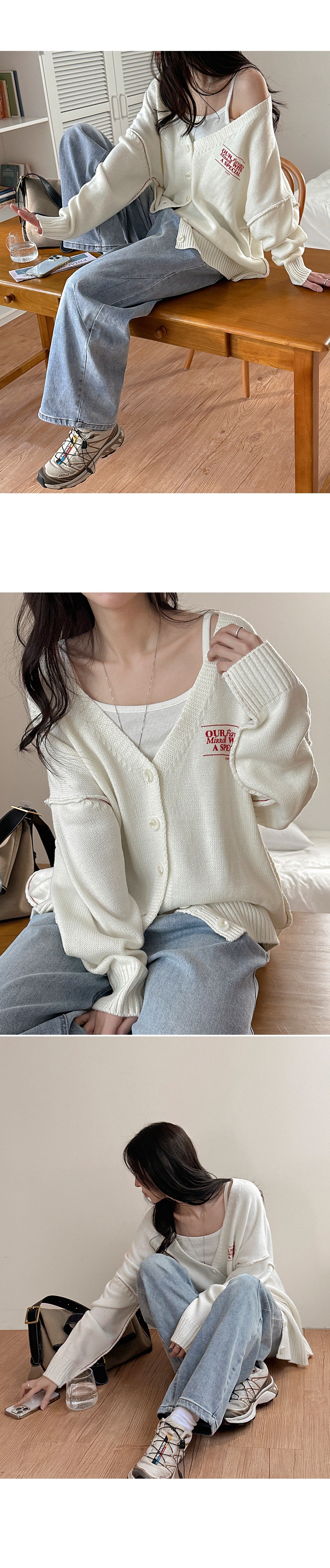 ボタンVネックオーバーサイズカラーカーディガン | 詳細画像12