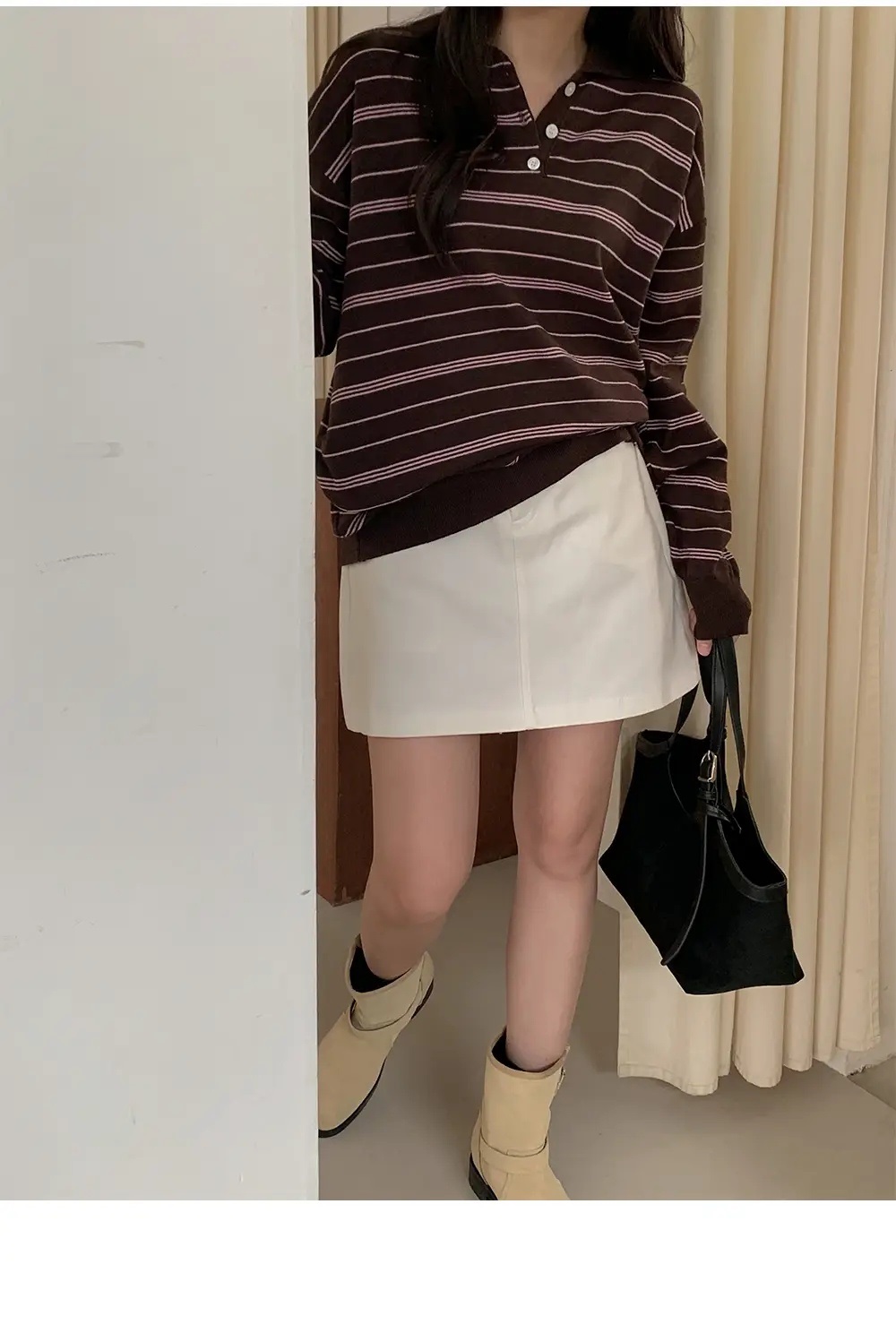 カラーハーフボタンボーダーカラーニット | 詳細画像4