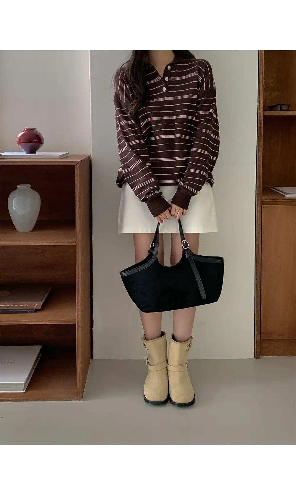 カラーハーフボタンボーダーカラーニット | 詳細画像7